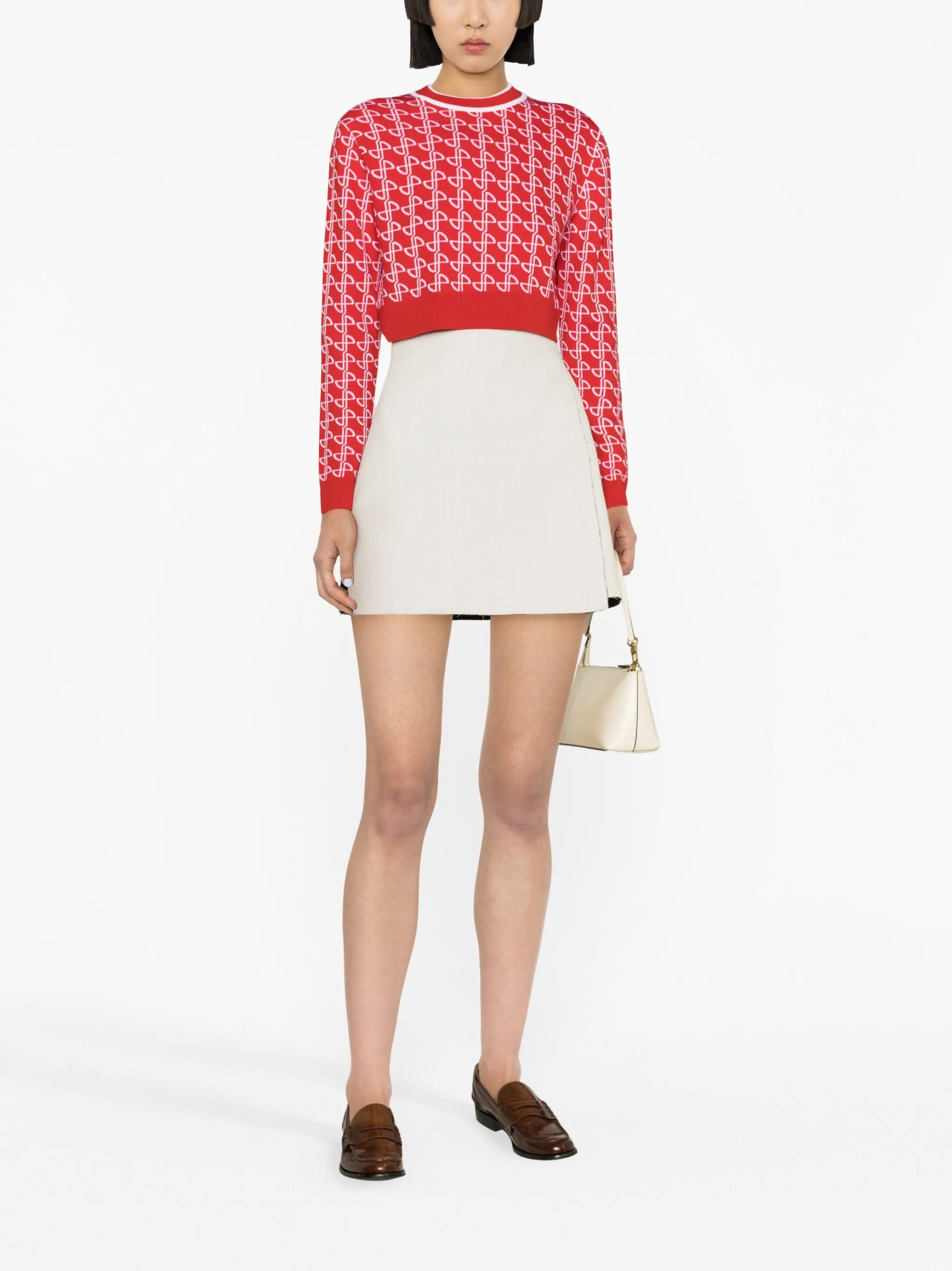 logo-jacquard merino wool jumper
