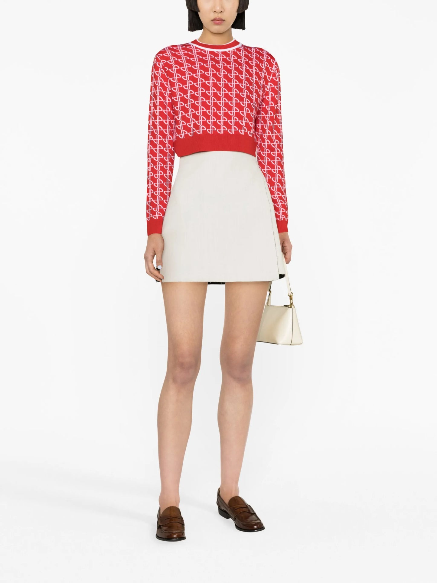 logo-jacquard merino wool jumper