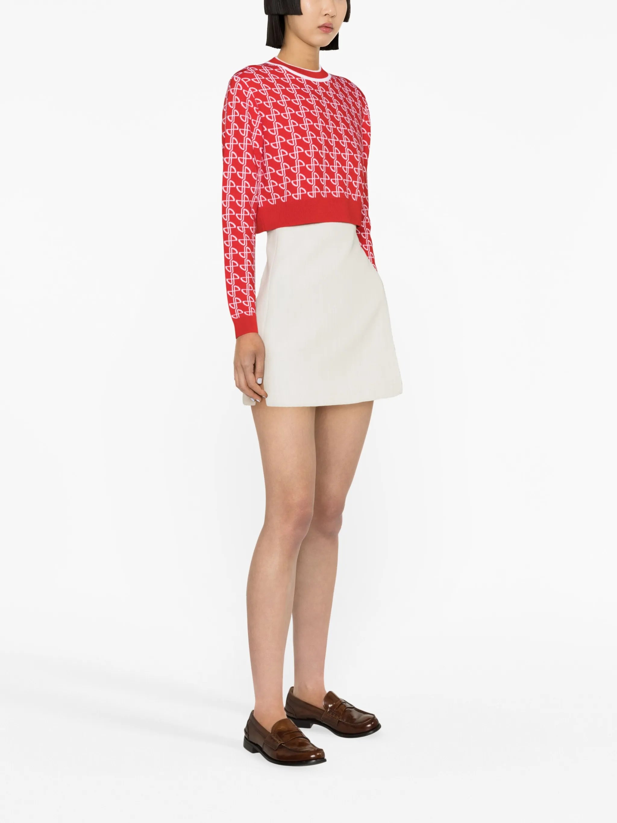 logo-jacquard merino wool jumper