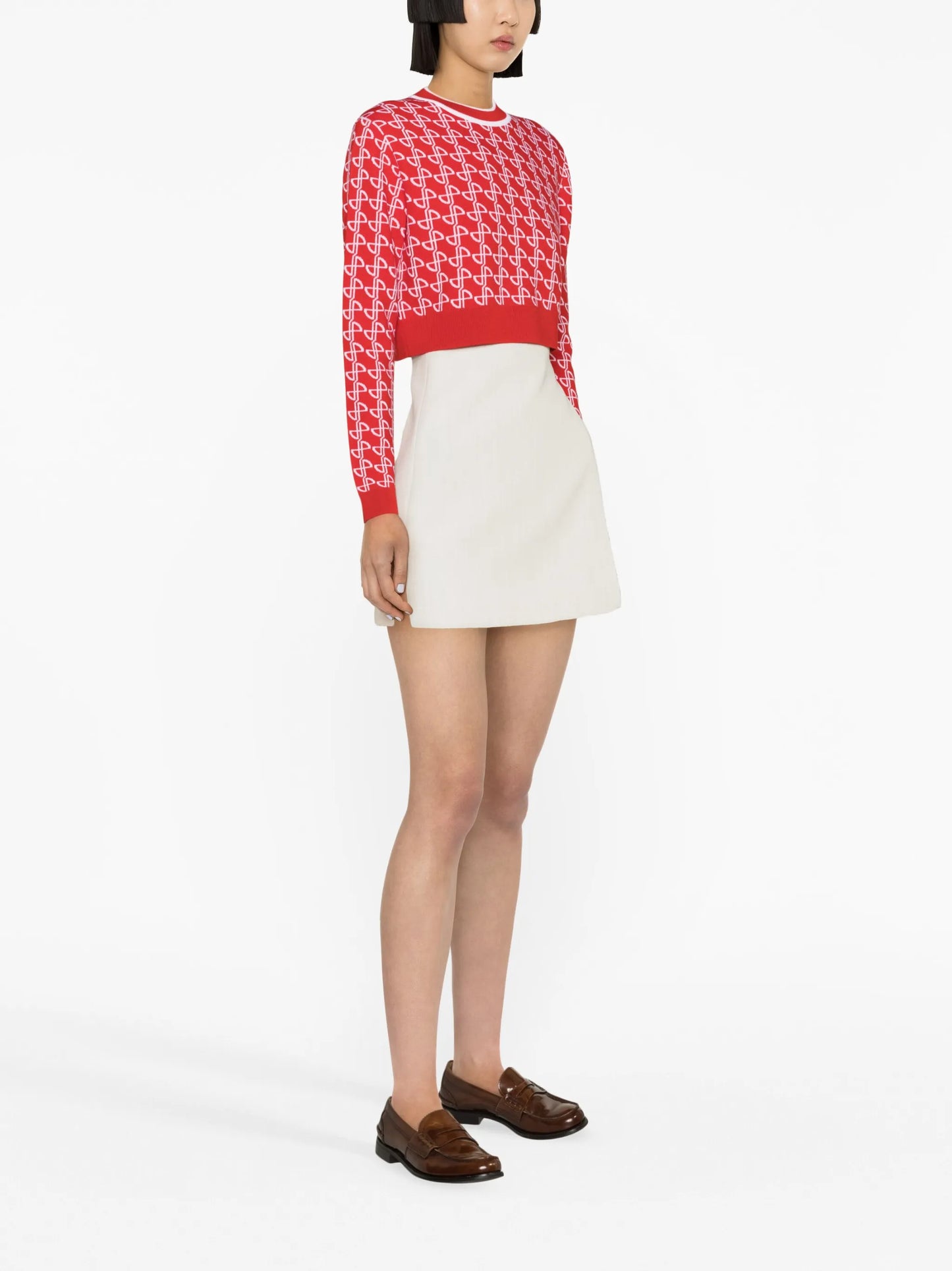 logo-jacquard merino wool jumper