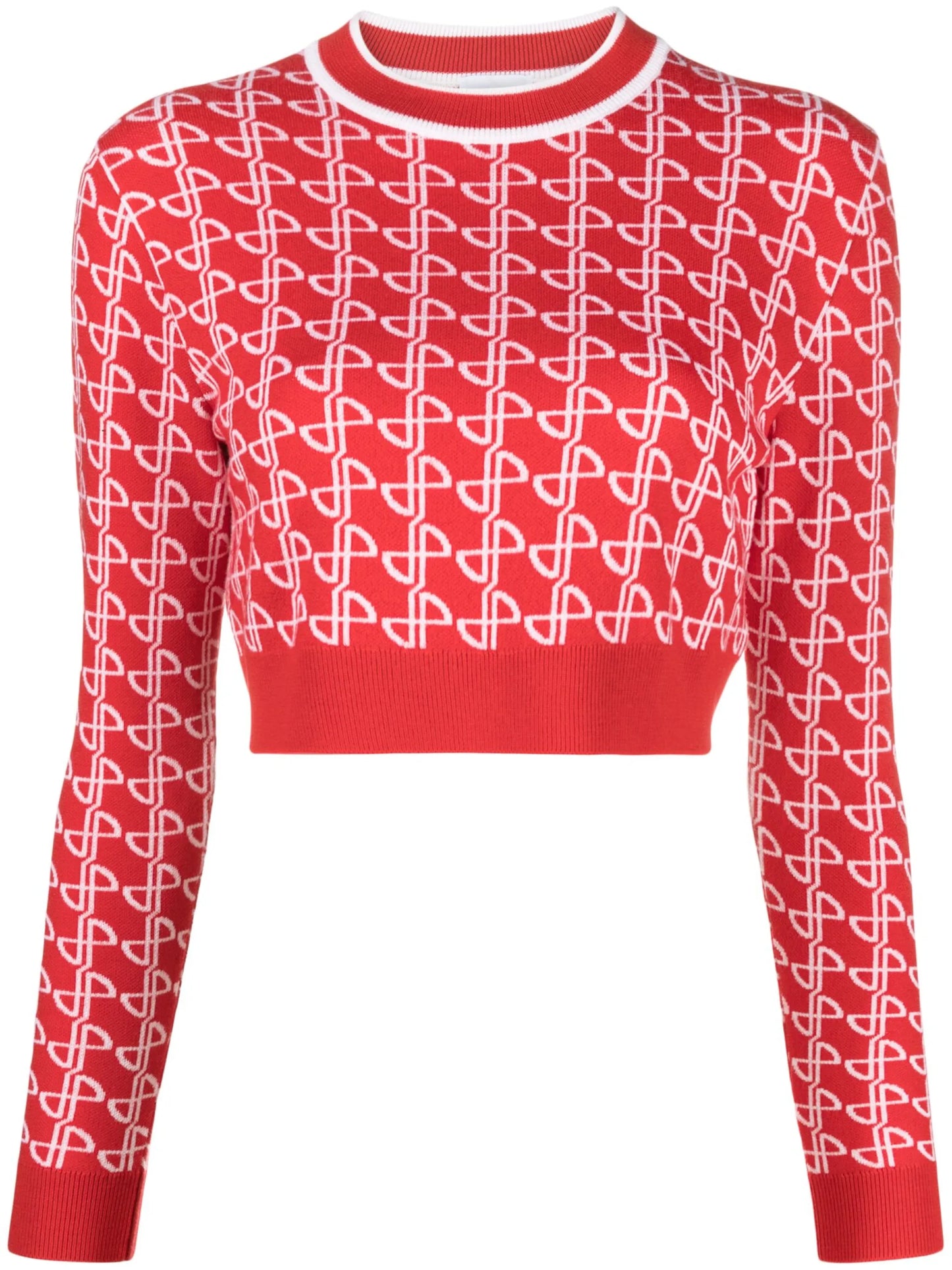 logo-jacquard merino wool jumper