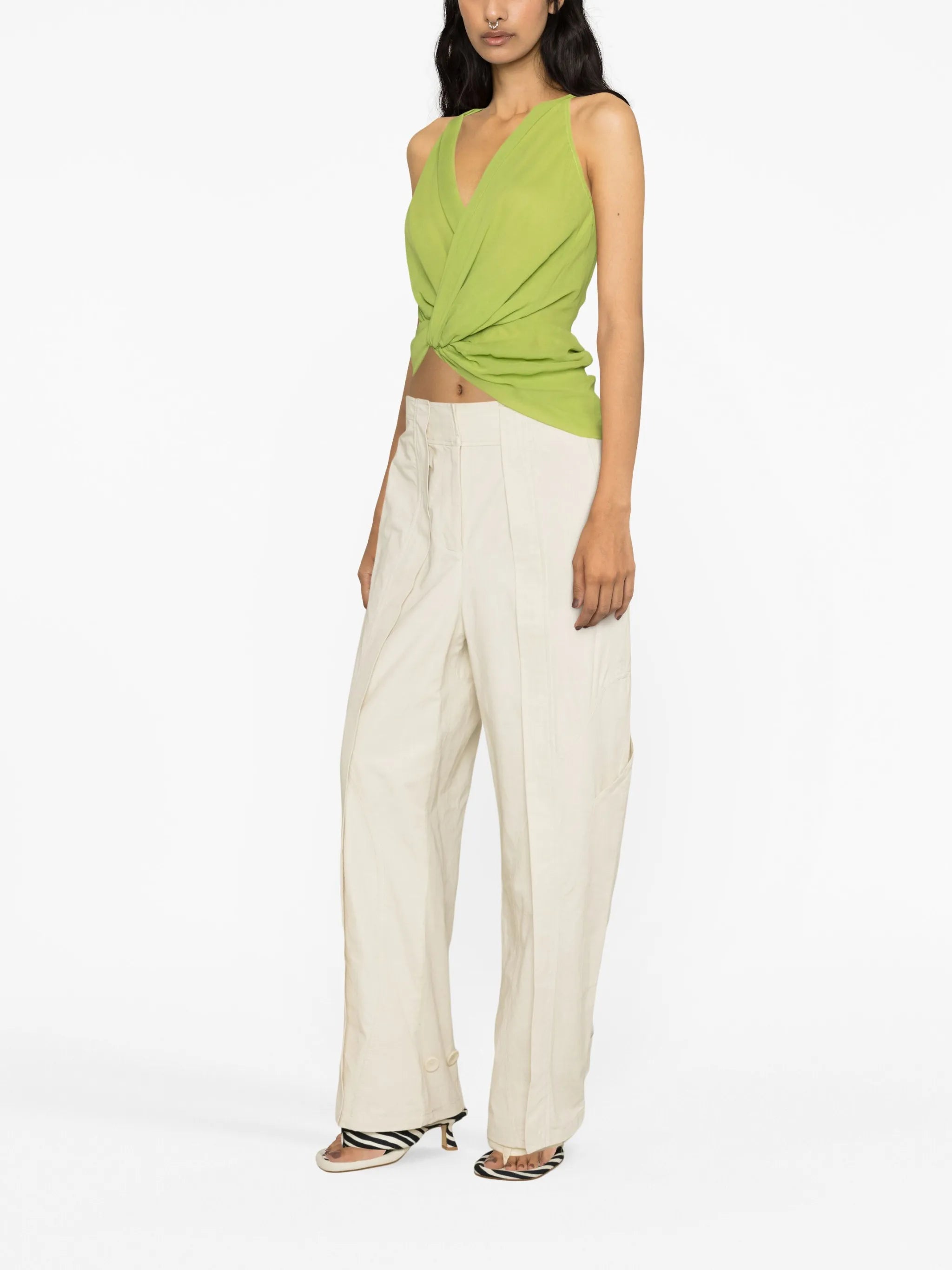 Springs twist-front silk top