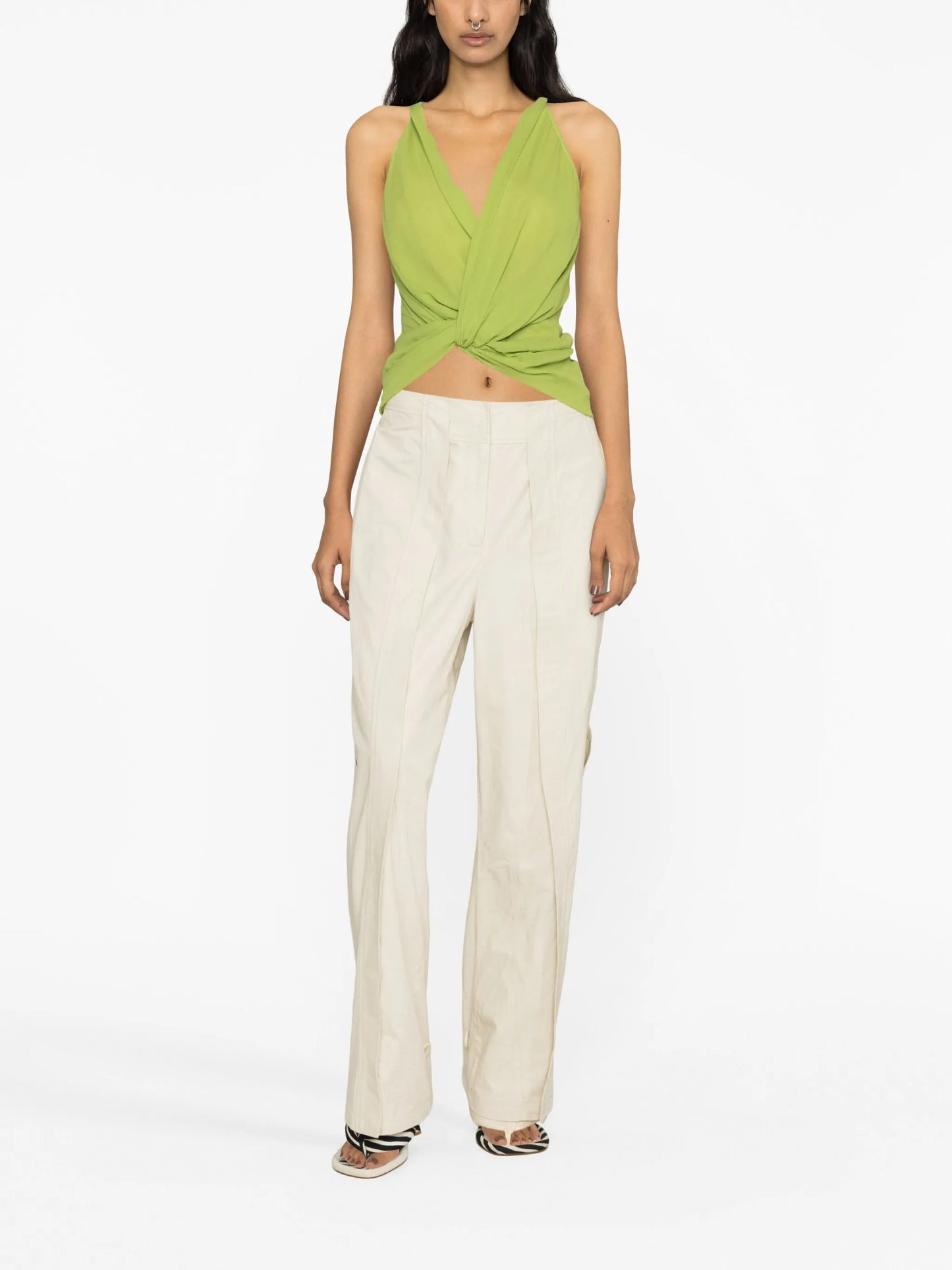 Springs twist-front silk top