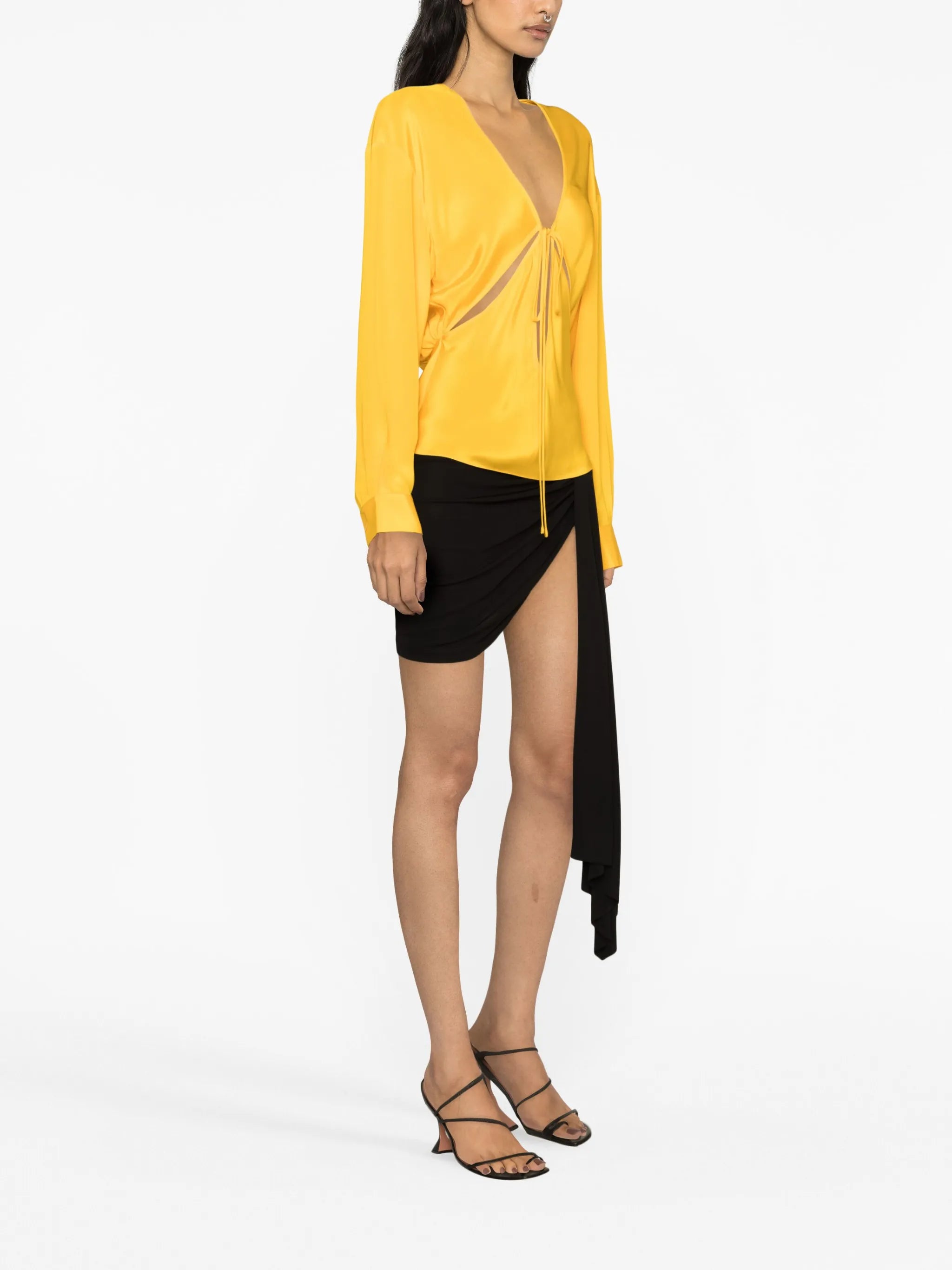 Triquetra cut-out silk blouse