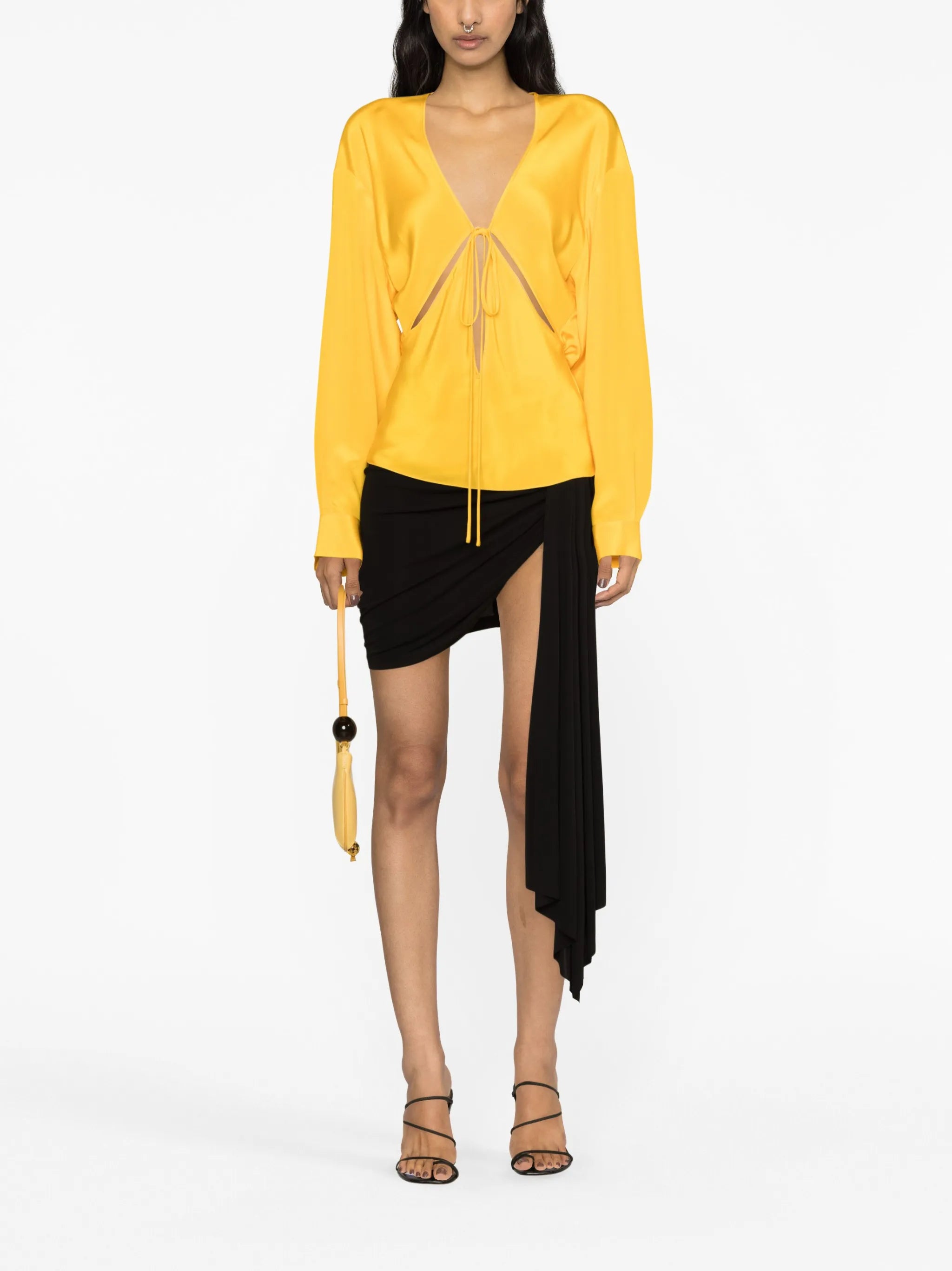 Triquetra cut-out silk blouse