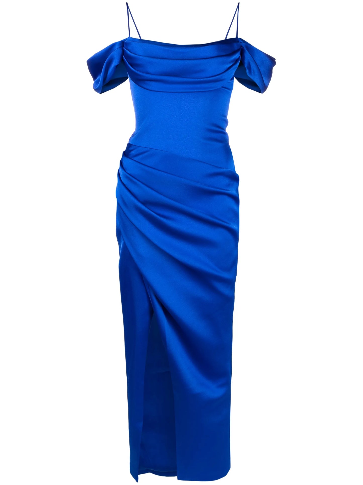 draped satin midi dress