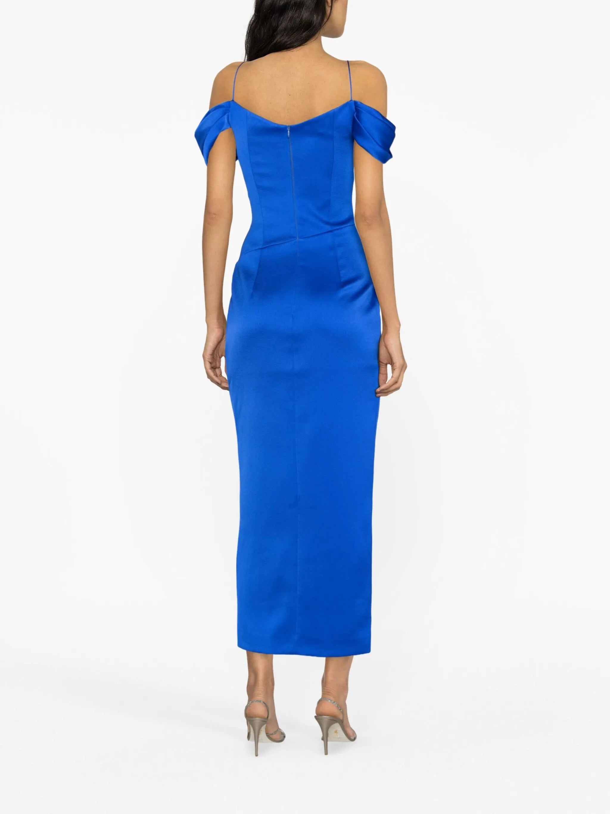draped satin midi dress