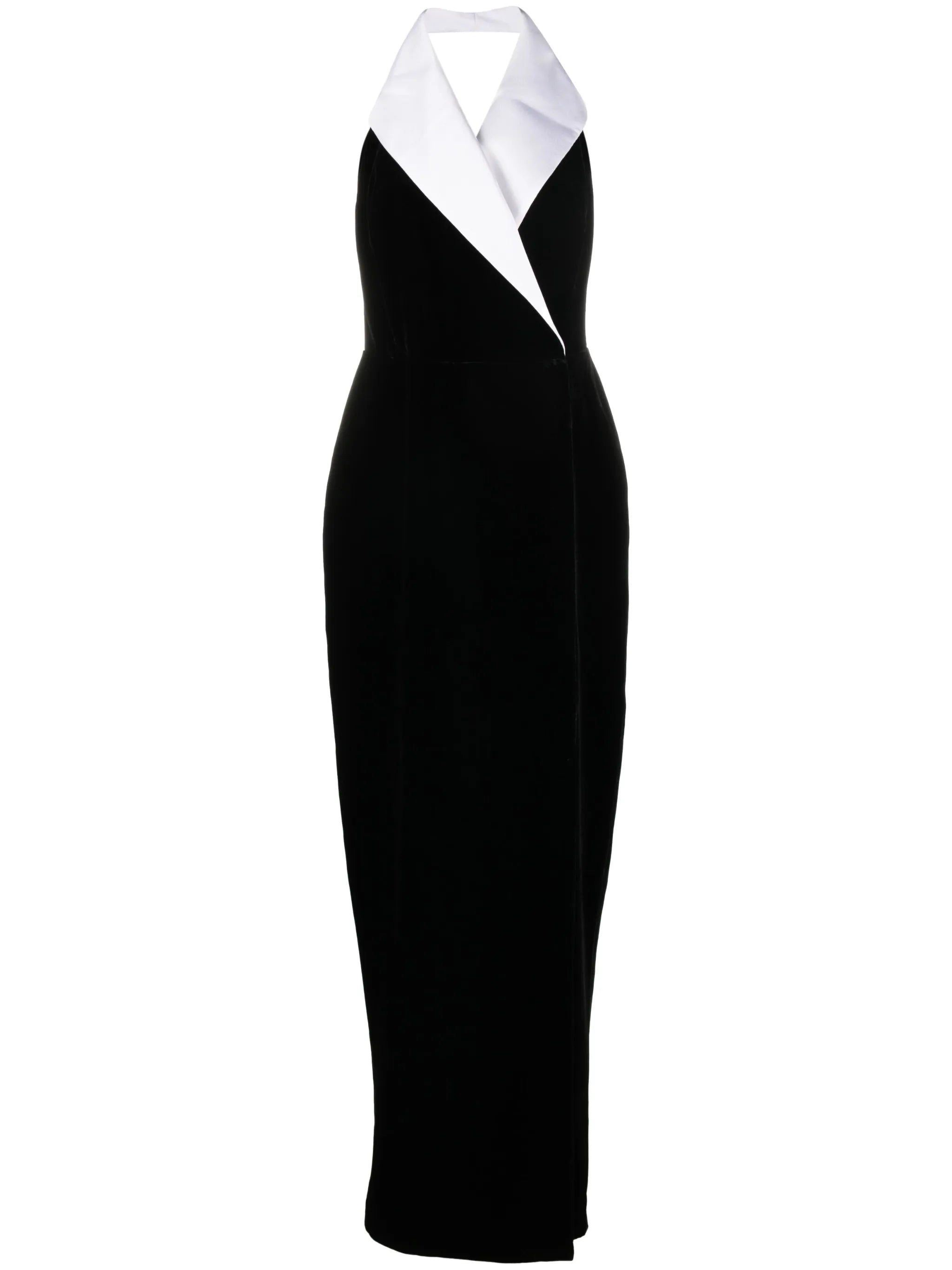 halterneck velvet maxi dress