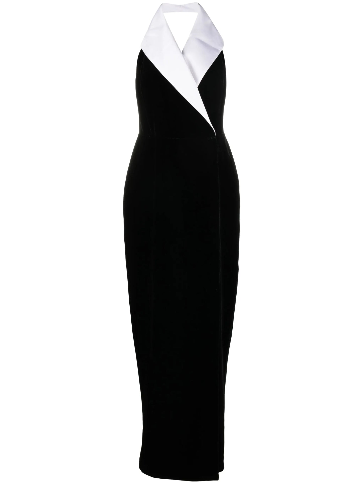 halterneck velvet maxi dress
