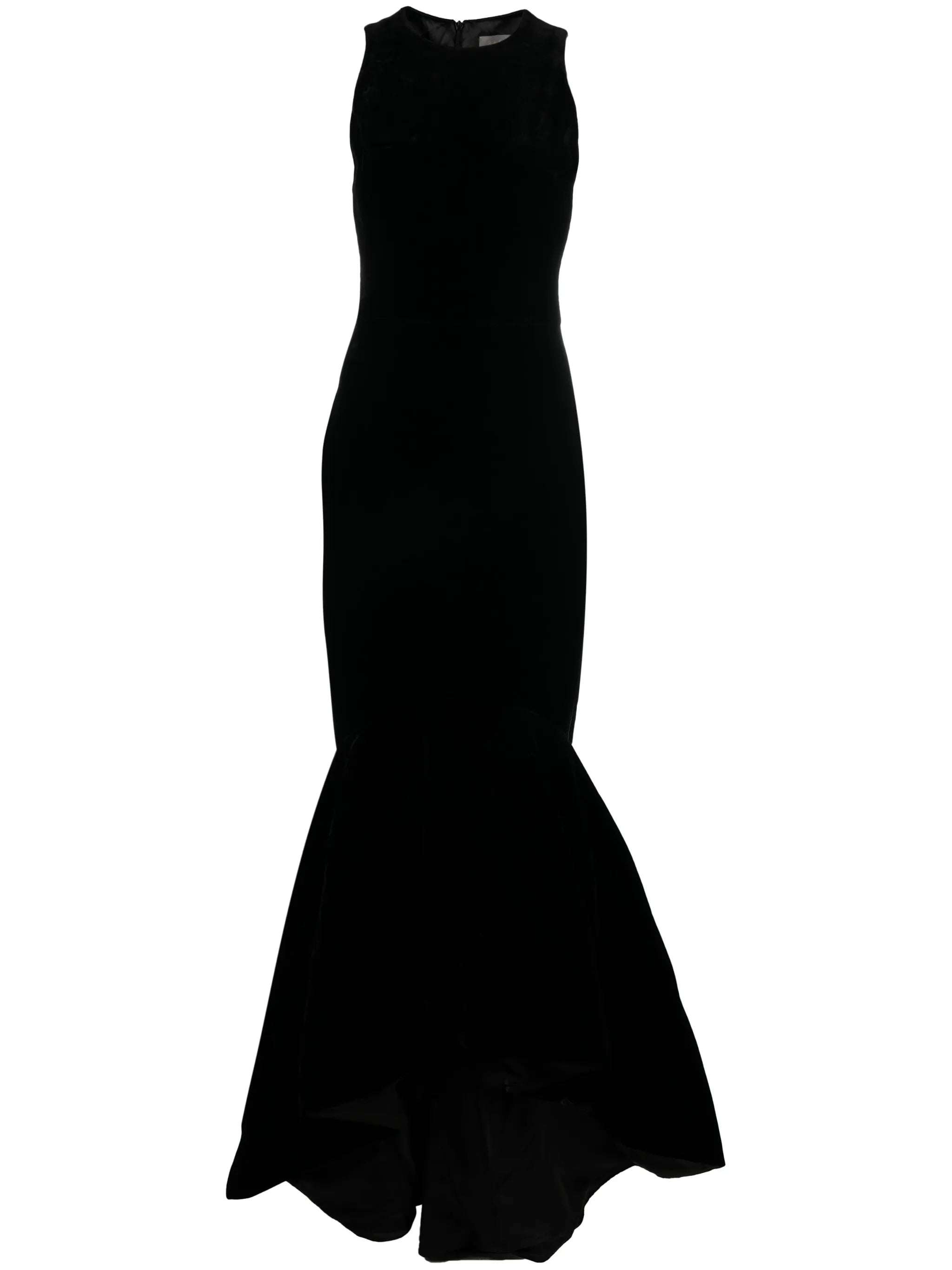 ruffle-hem velvet dress