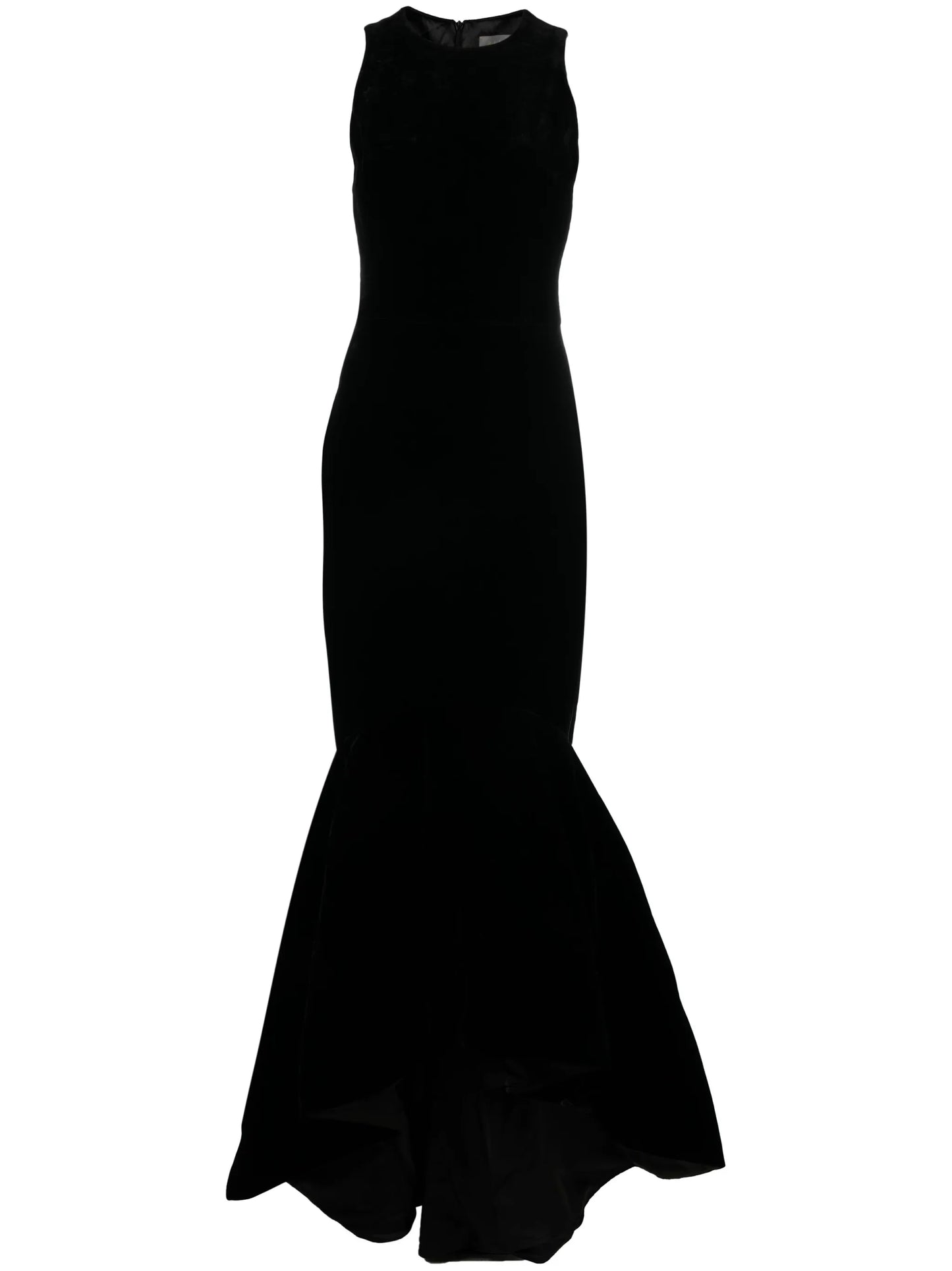 ruffle-hem velvet dress