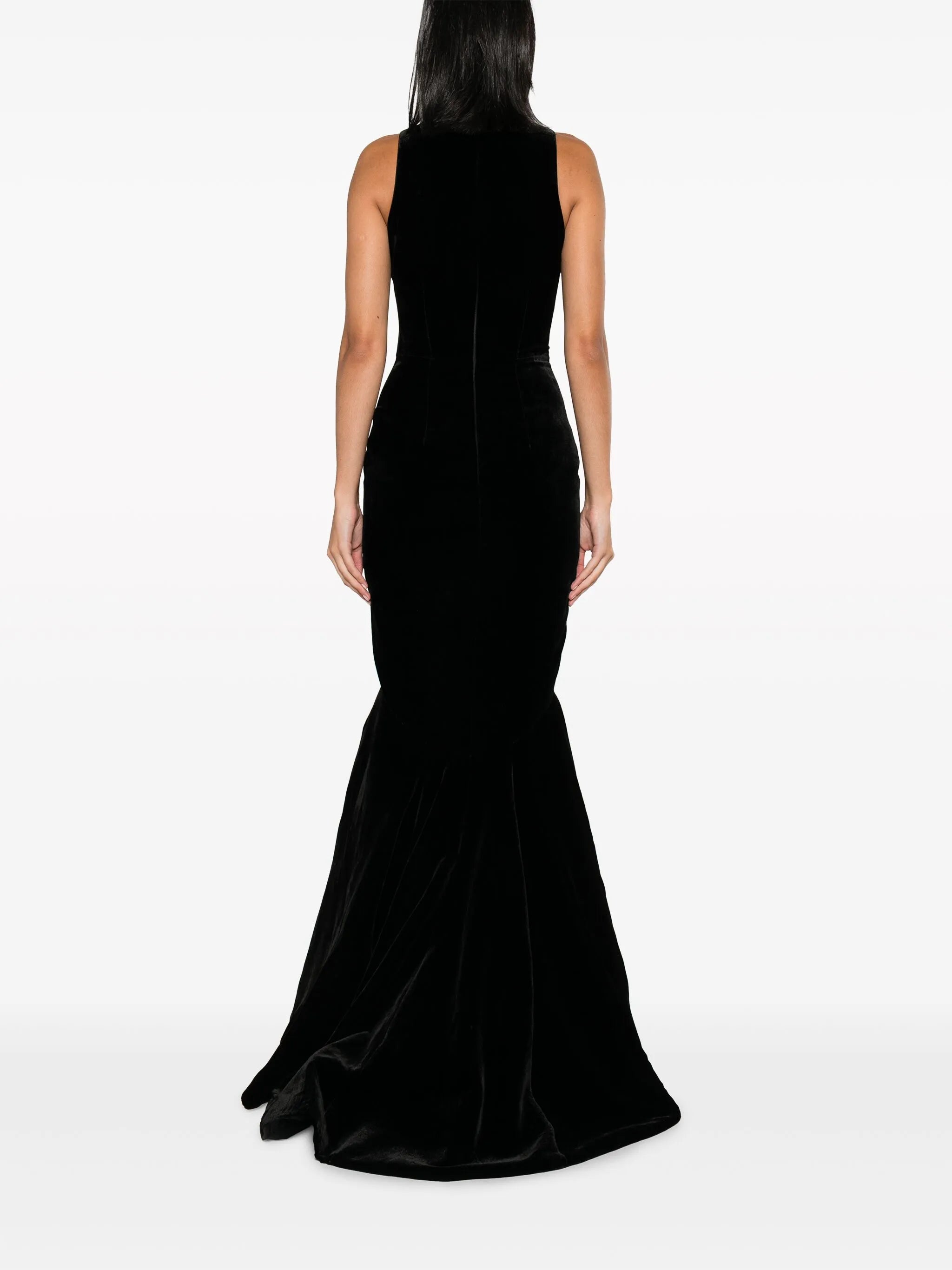 ruffle-hem velvet dress