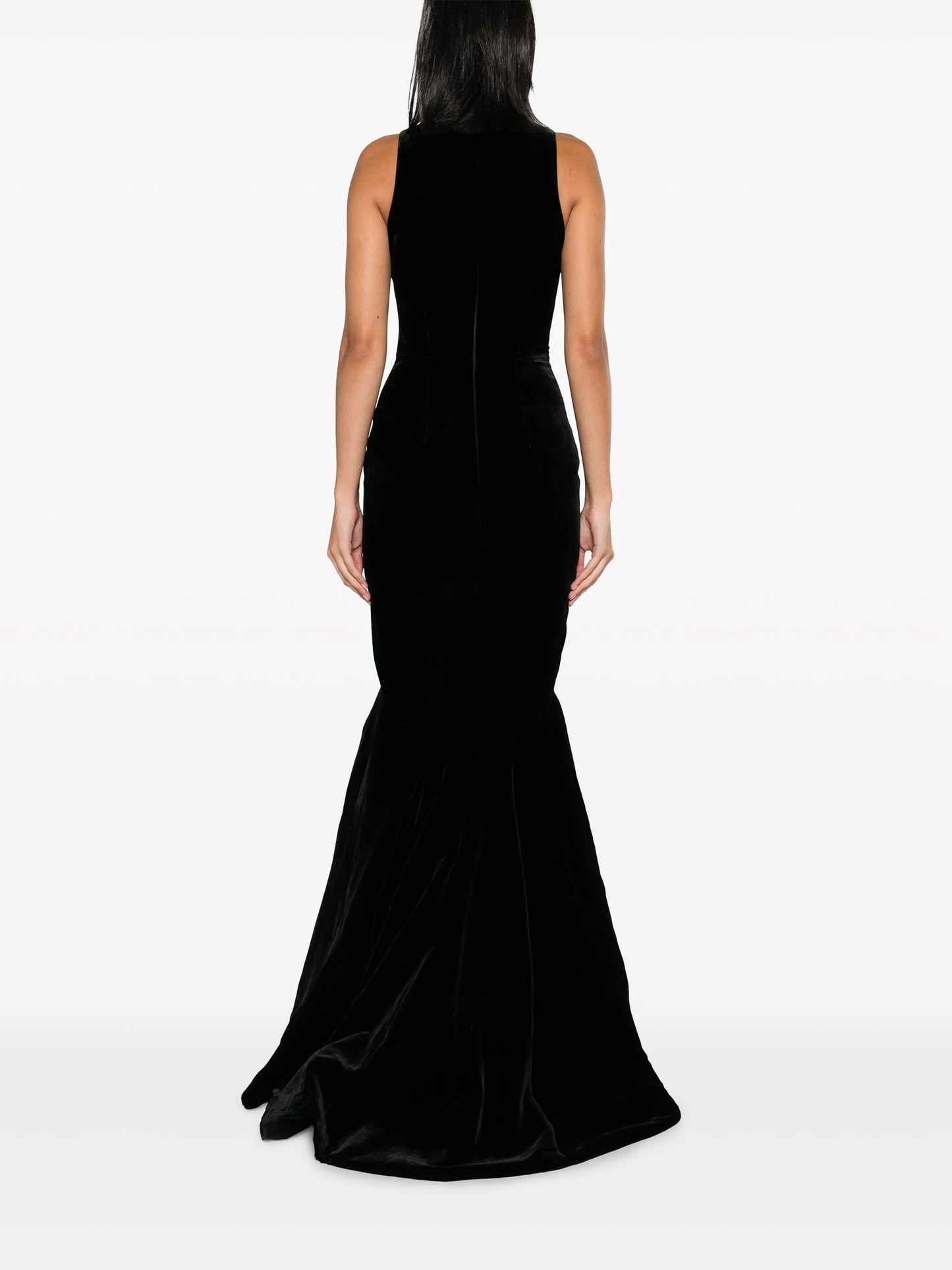 ruffle-hem velvet dress