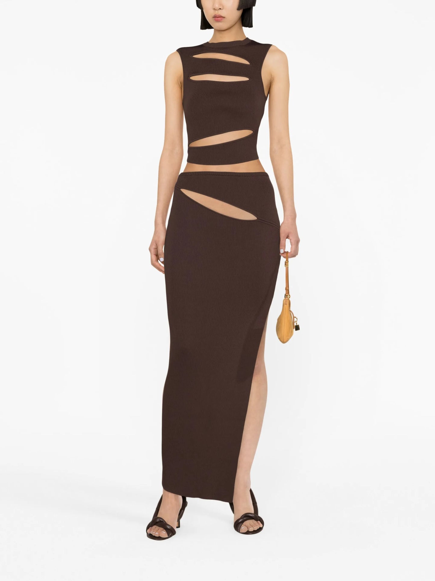 slash-detail maxi skirt