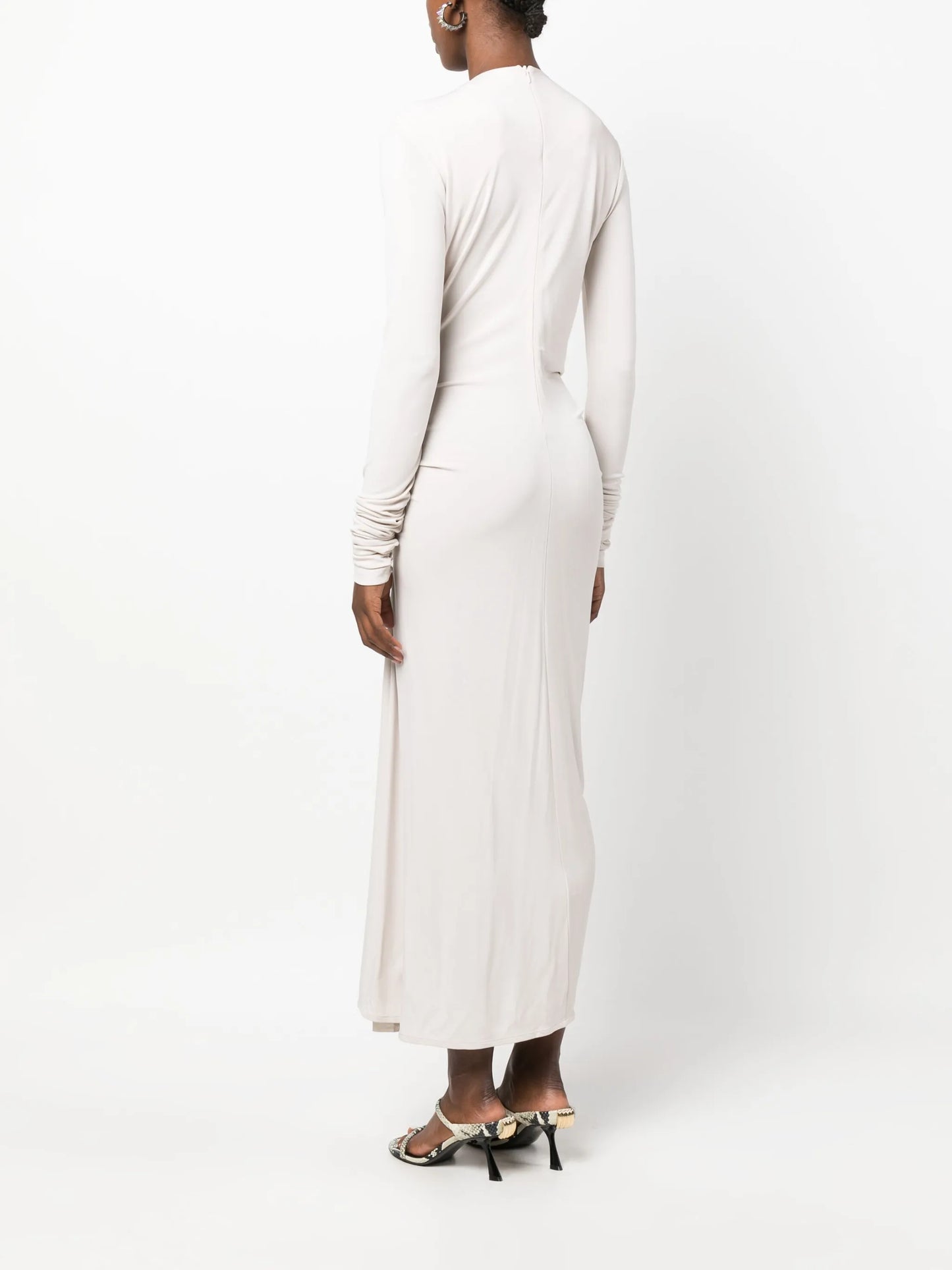 Arced Palm draped midi dress