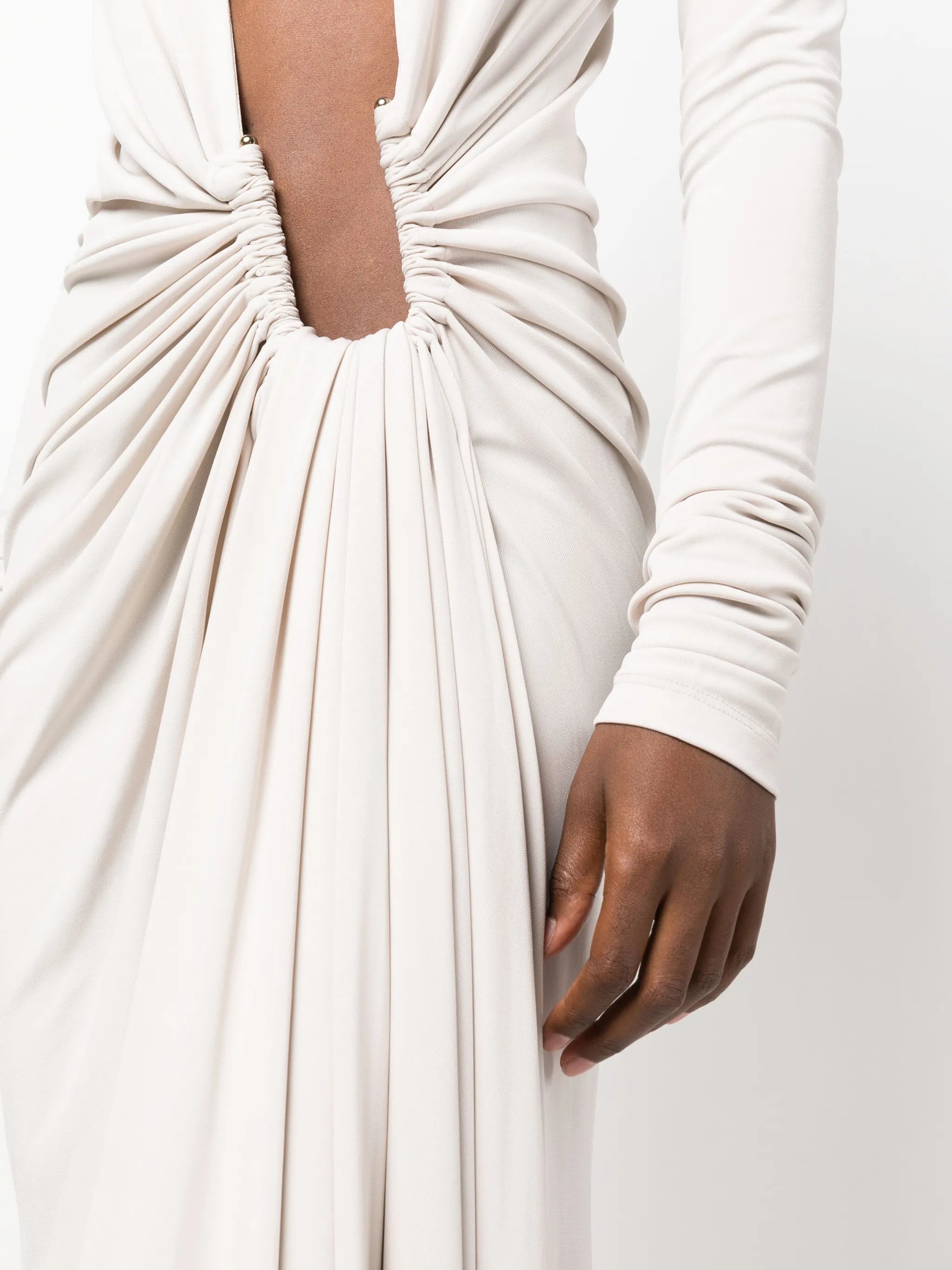 Arced Palm draped midi dress