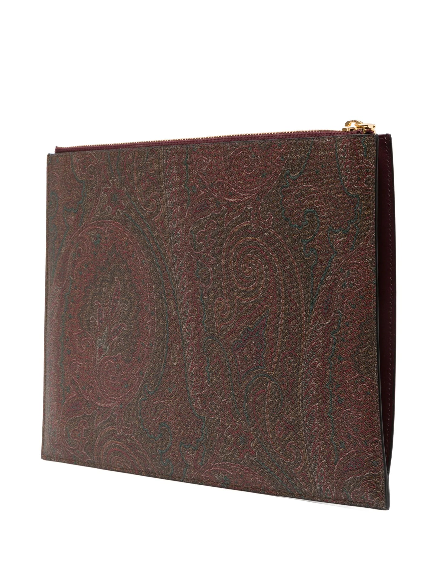 embroidered-logo paisley-print pouch