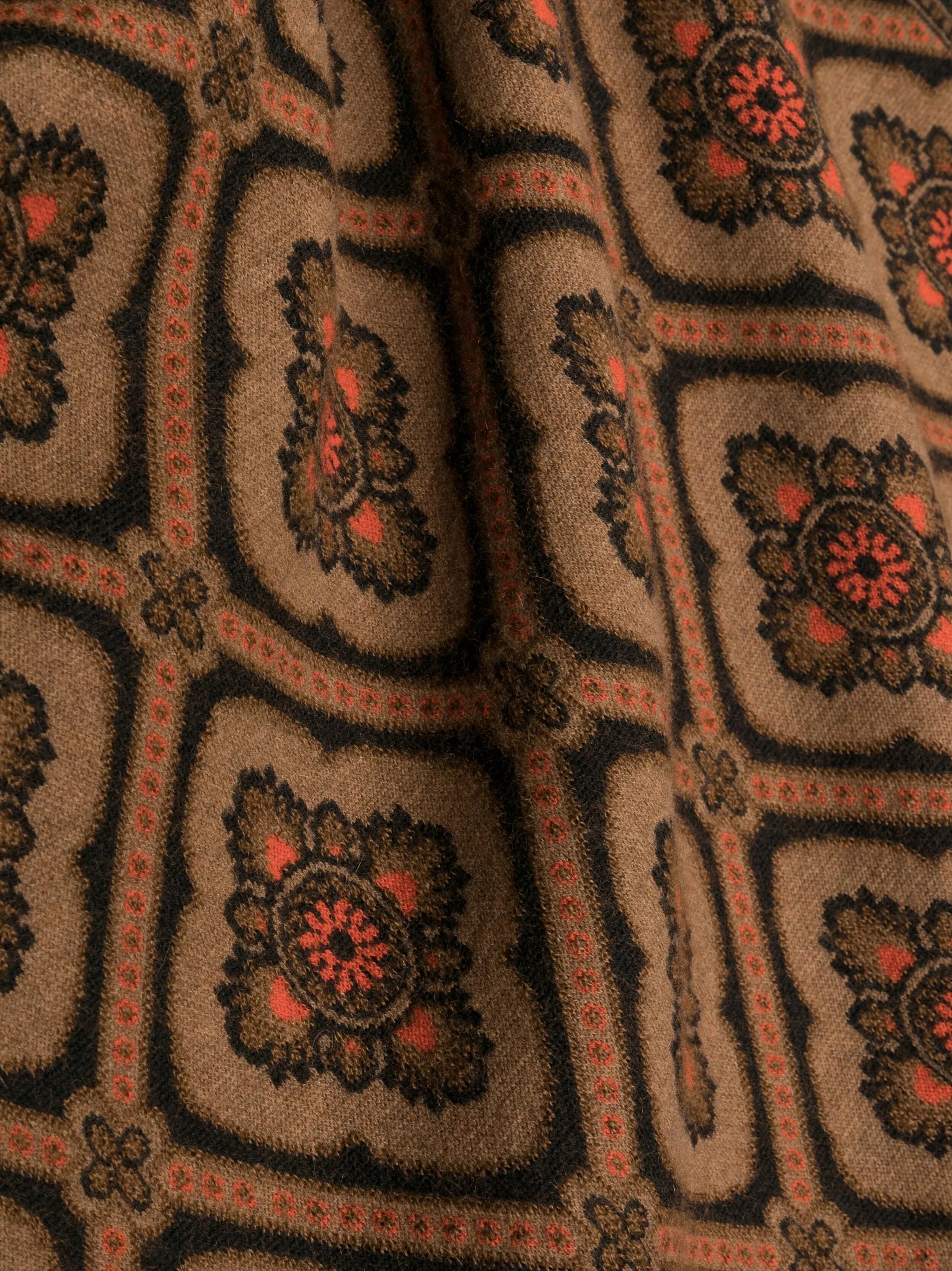 geometric-print fringed scarf