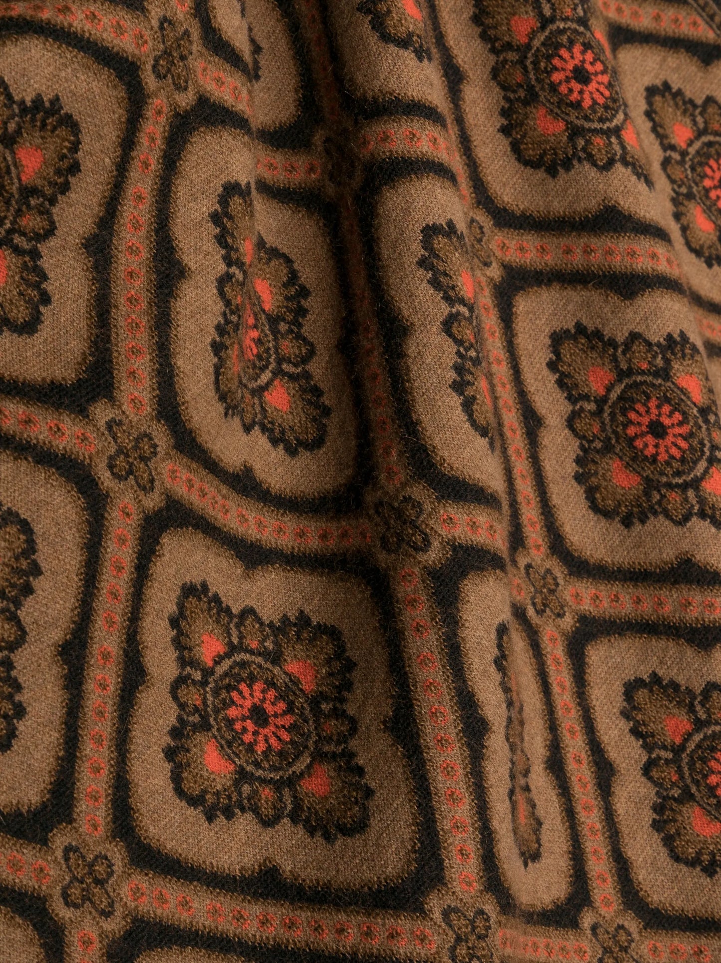 geometric-print fringed scarf