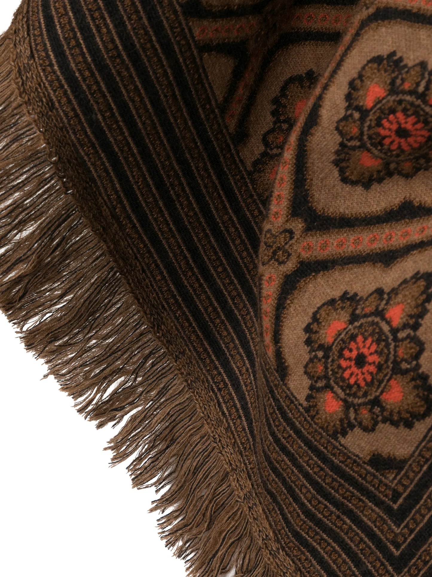 geometric-print fringed scarf