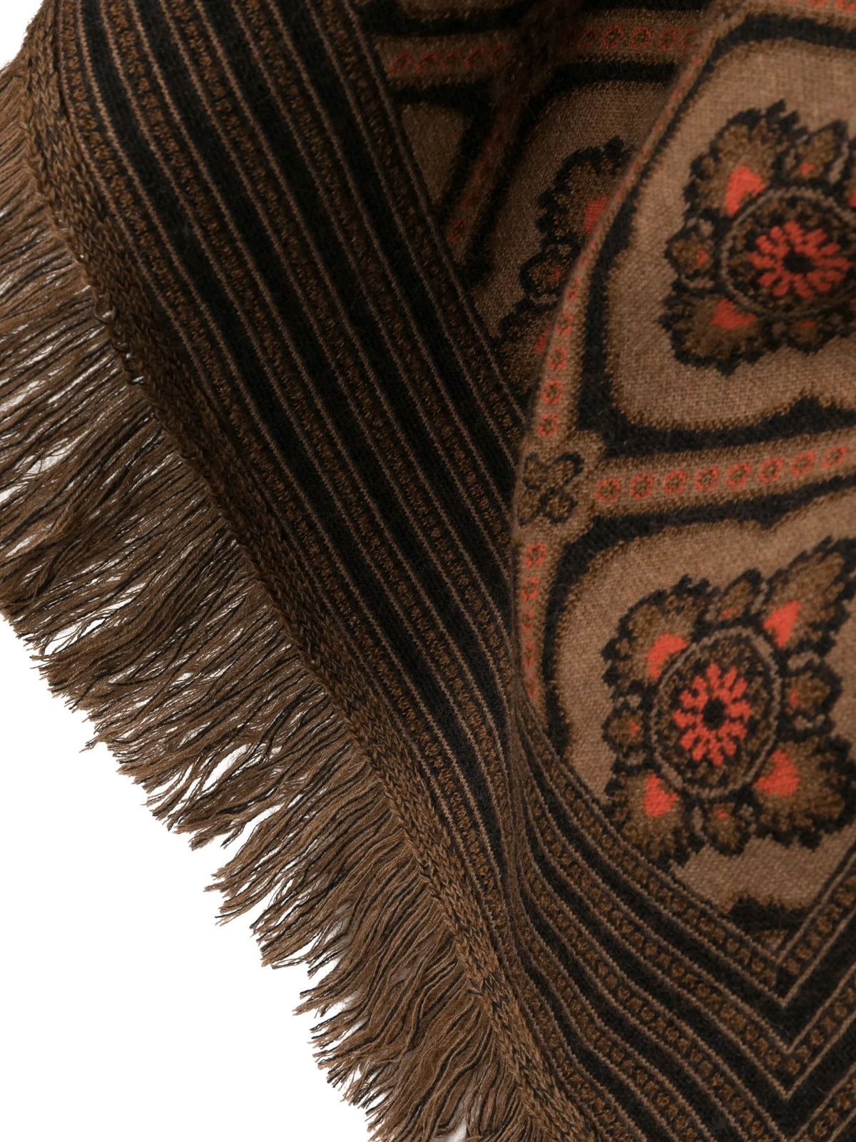 geometric-print fringed scarf