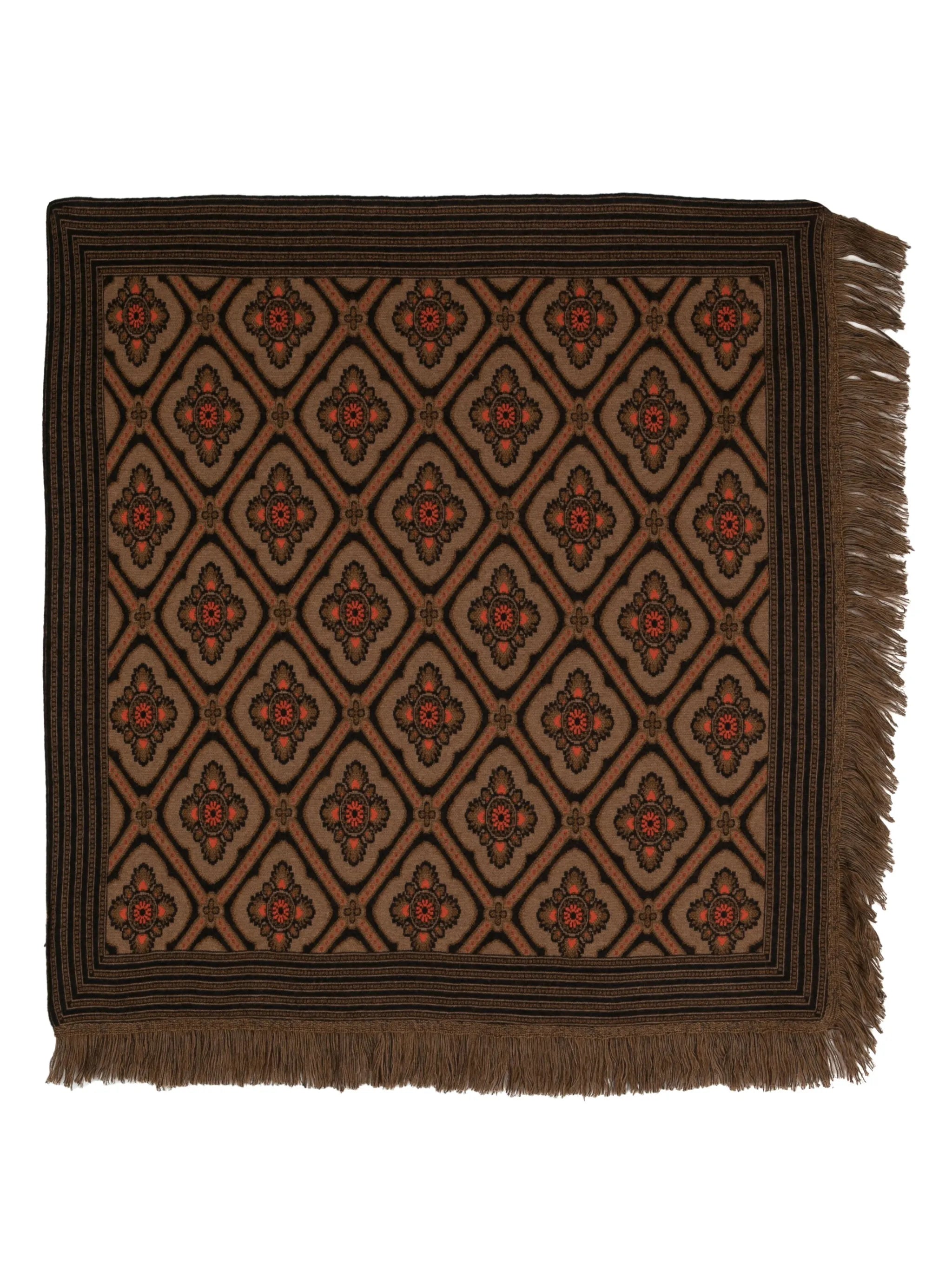 geometric-print fringed scarf