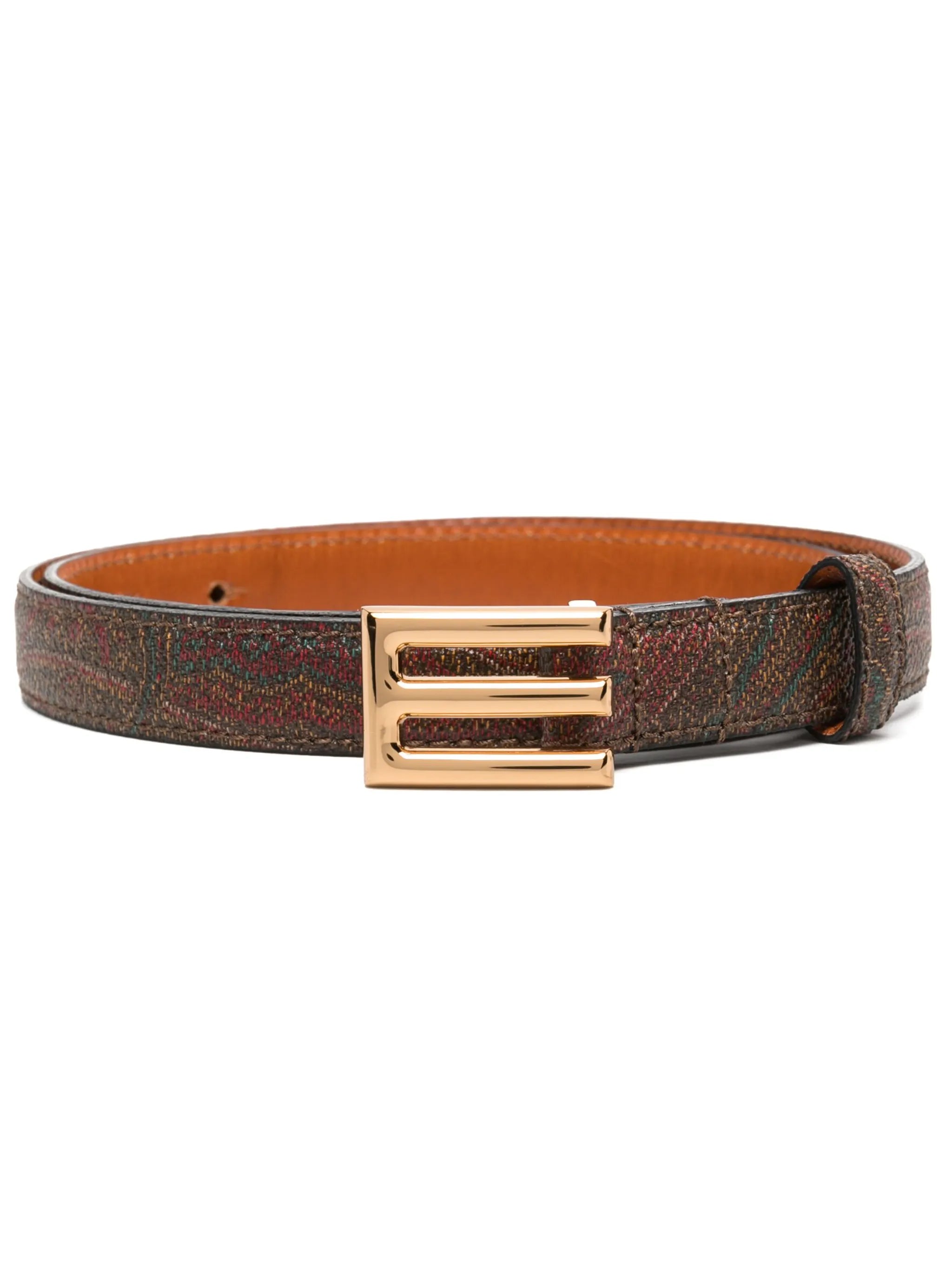 logo-buckle paisley leather belt