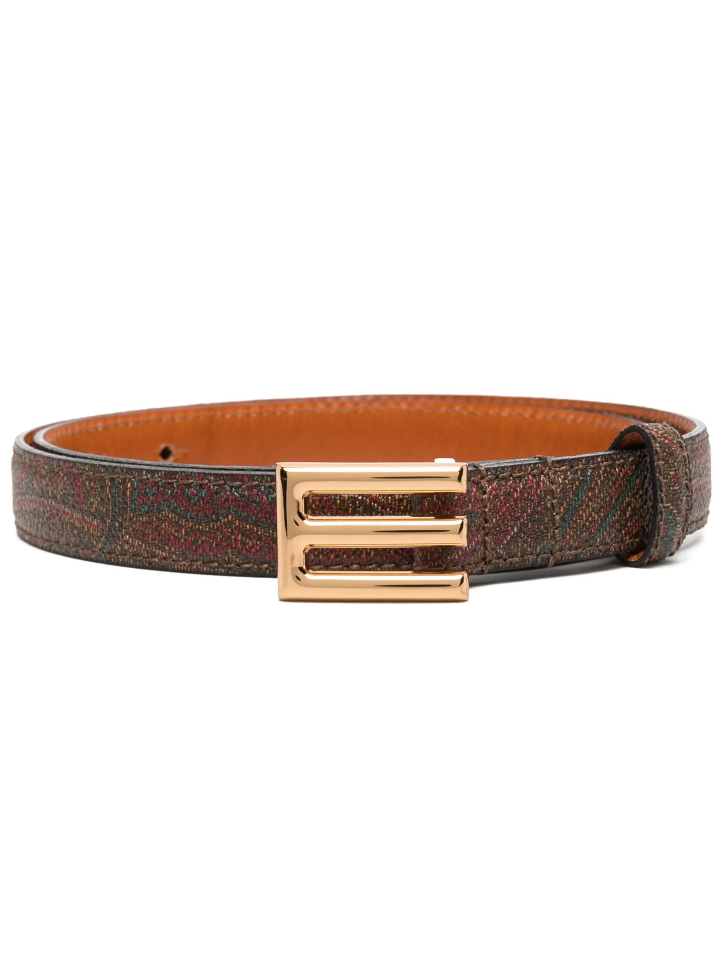 logo-buckle paisley leather belt