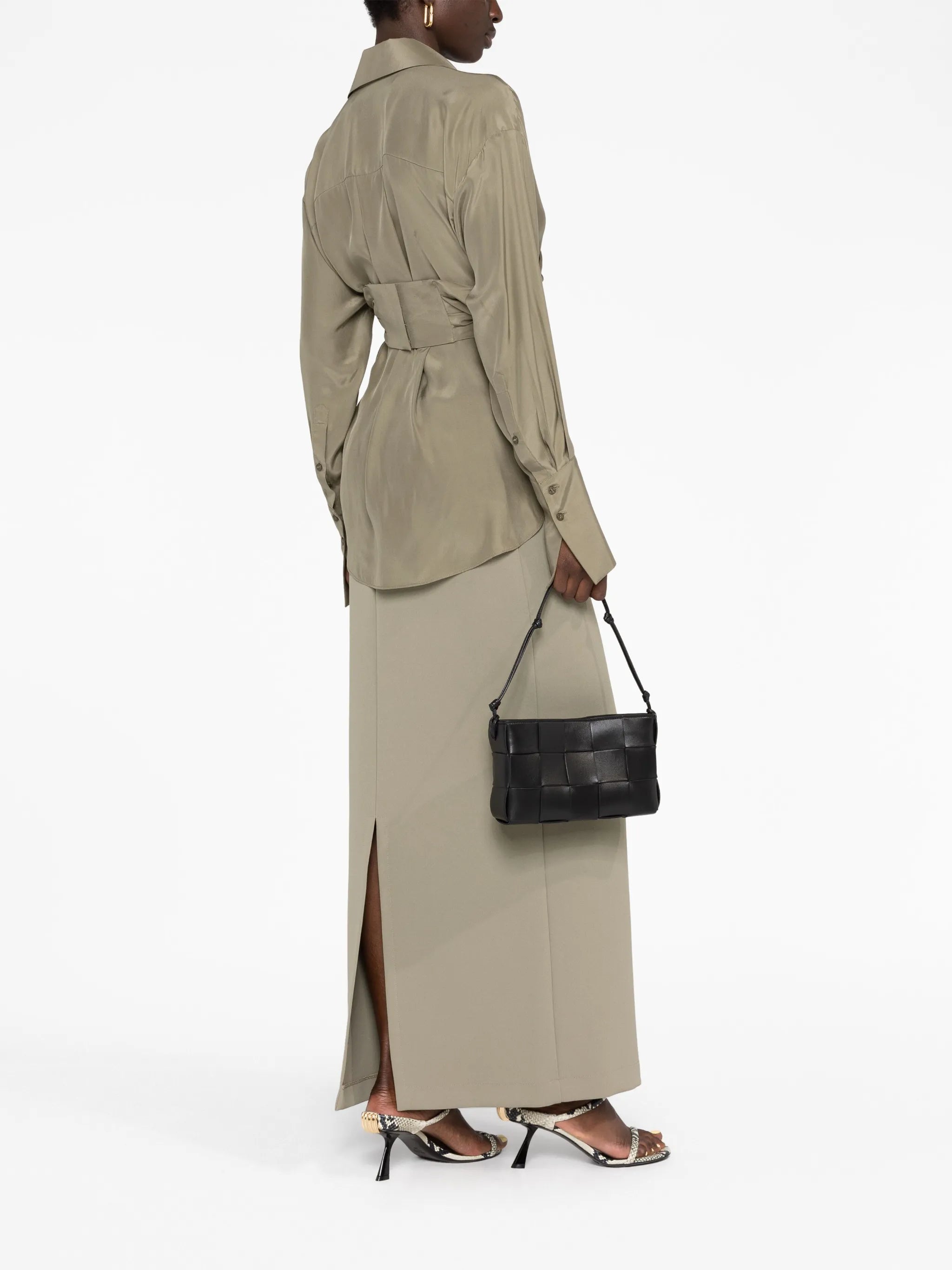 Cassette Intreccio-leather shoulder bag