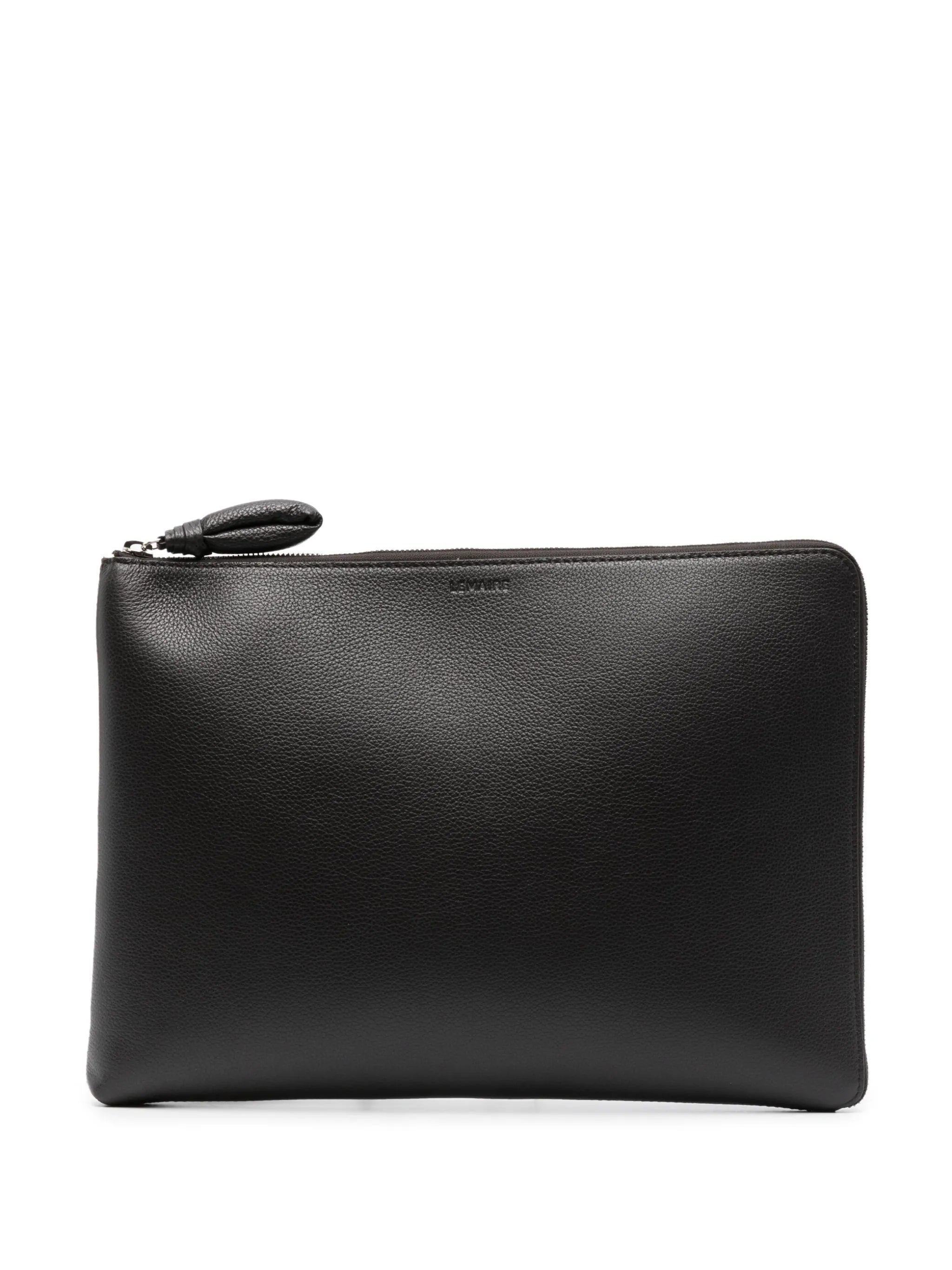 logo-debossed leather laptop bag