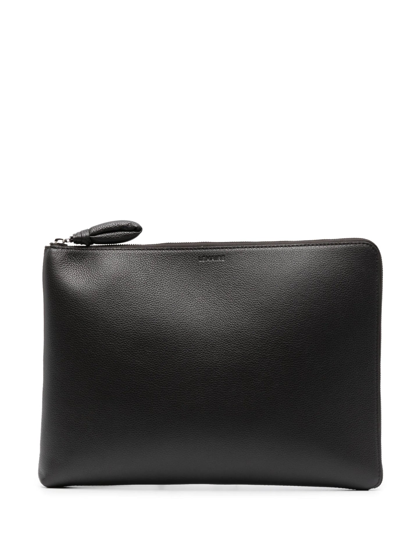 logo-debossed leather laptop bag