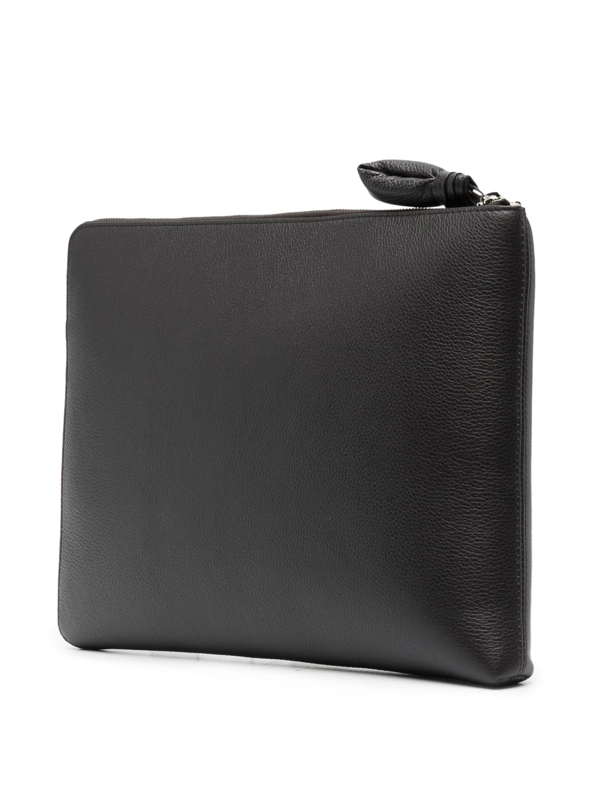 logo-debossed leather laptop bag