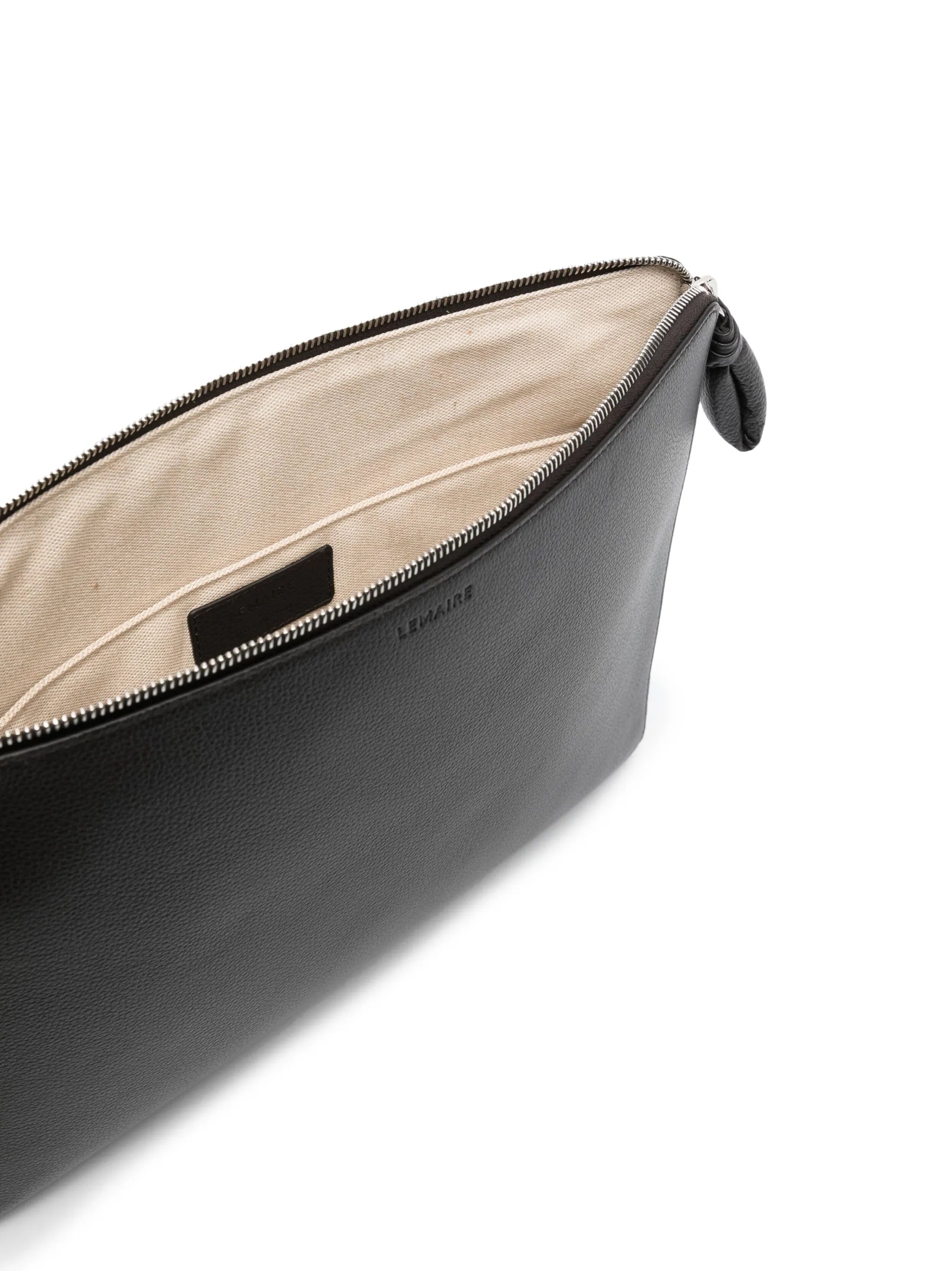 logo-debossed leather laptop bag