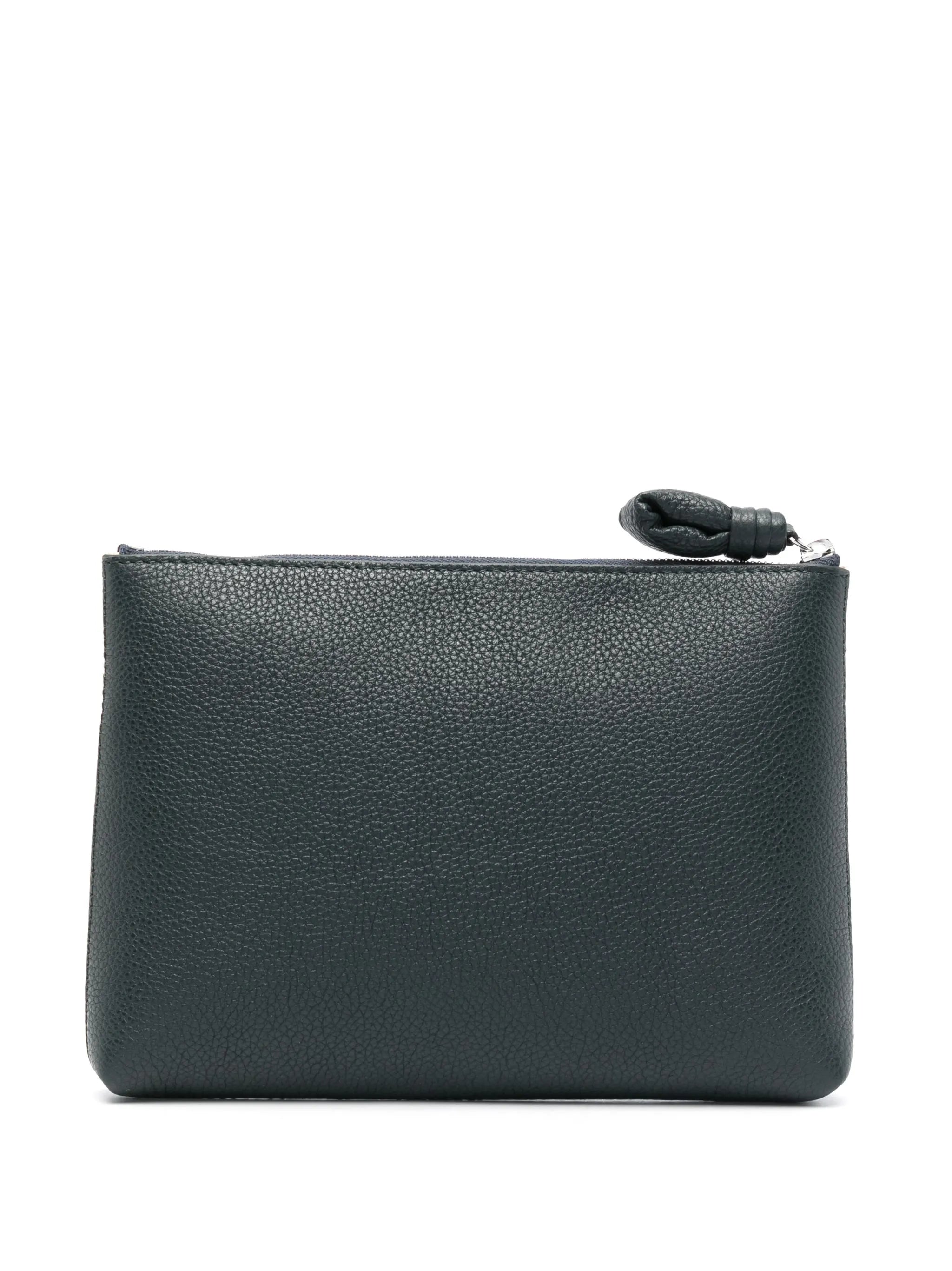 logo-debossed leather makeup bag