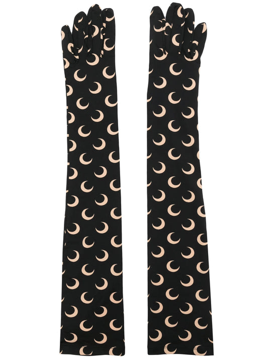 crescent-moon print gloves
