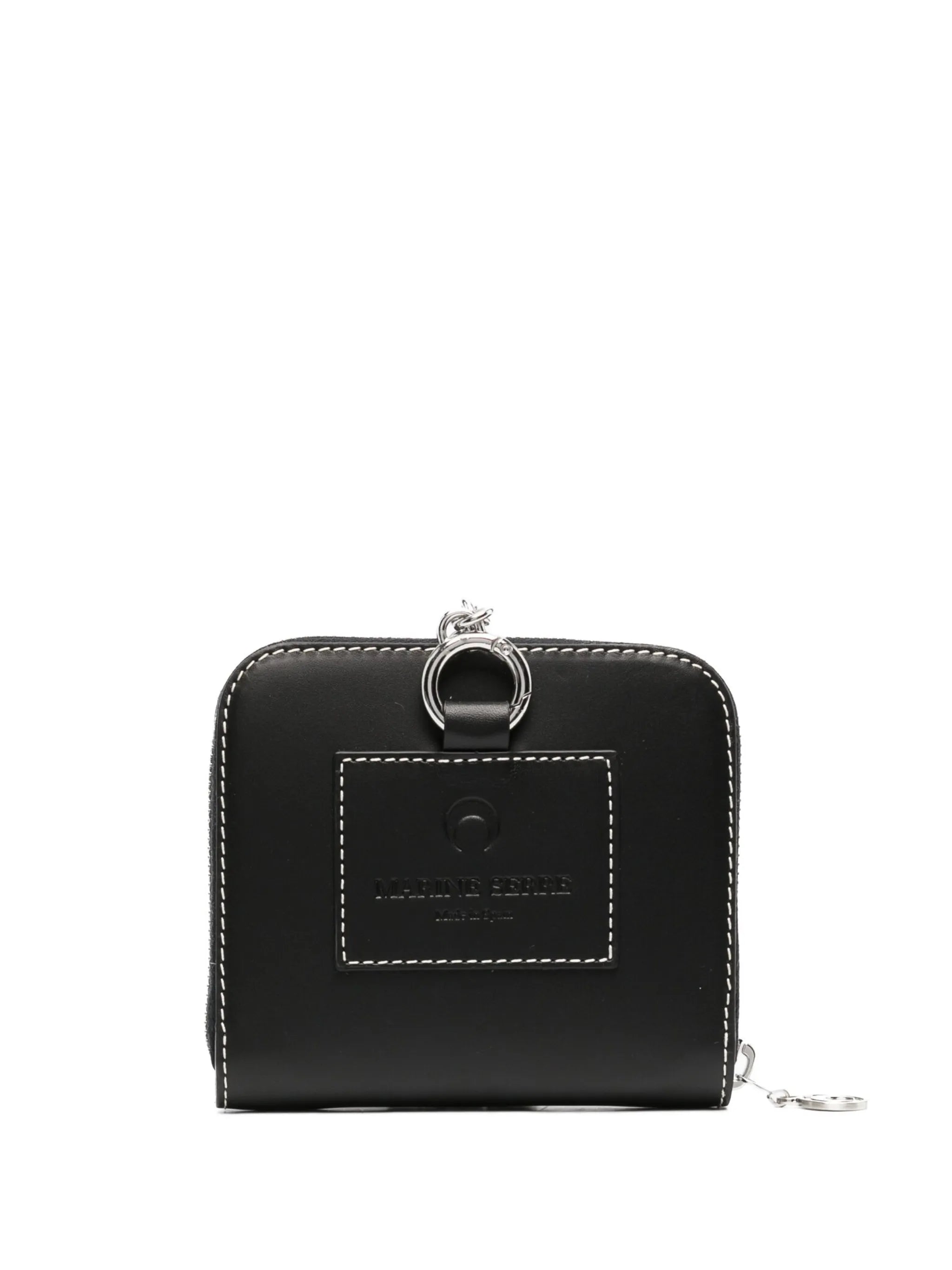 Moon-patch leather chain wallet