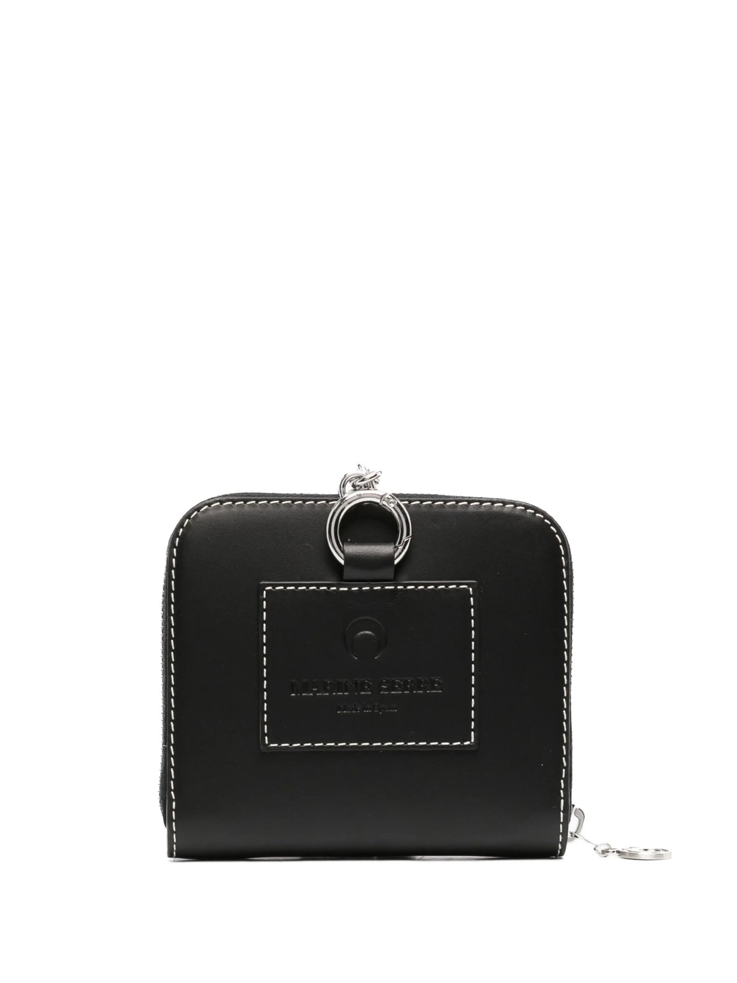 Moon-patch leather chain wallet