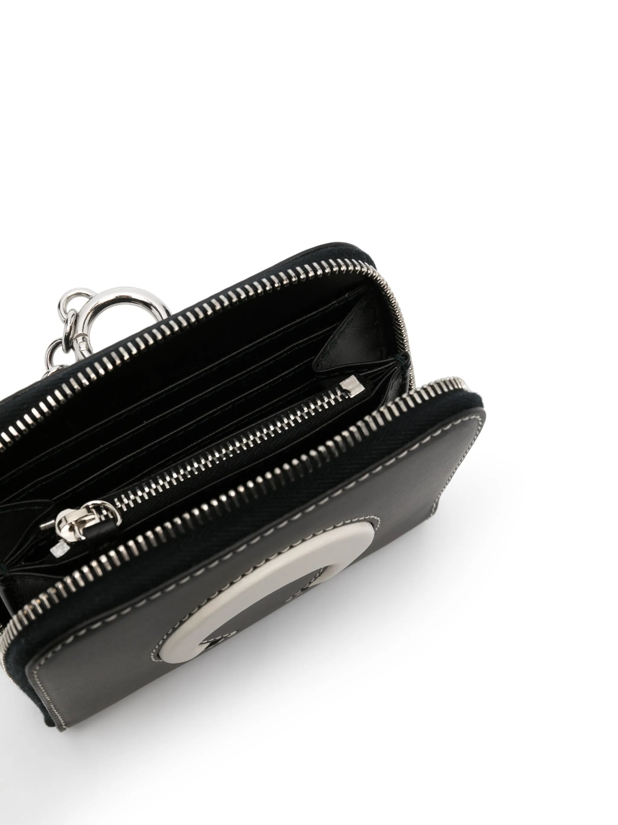 Moon-patch leather chain wallet