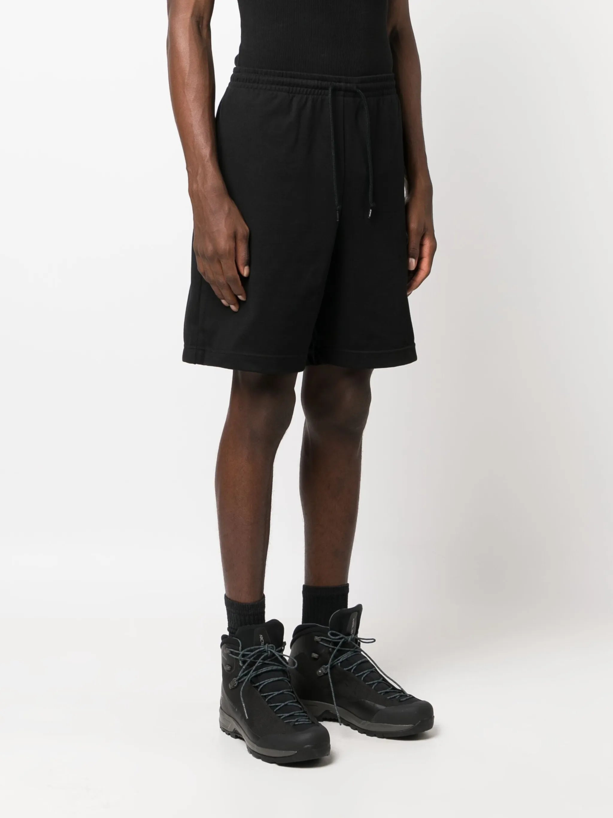 logo-embroidered cotton blend track shorts