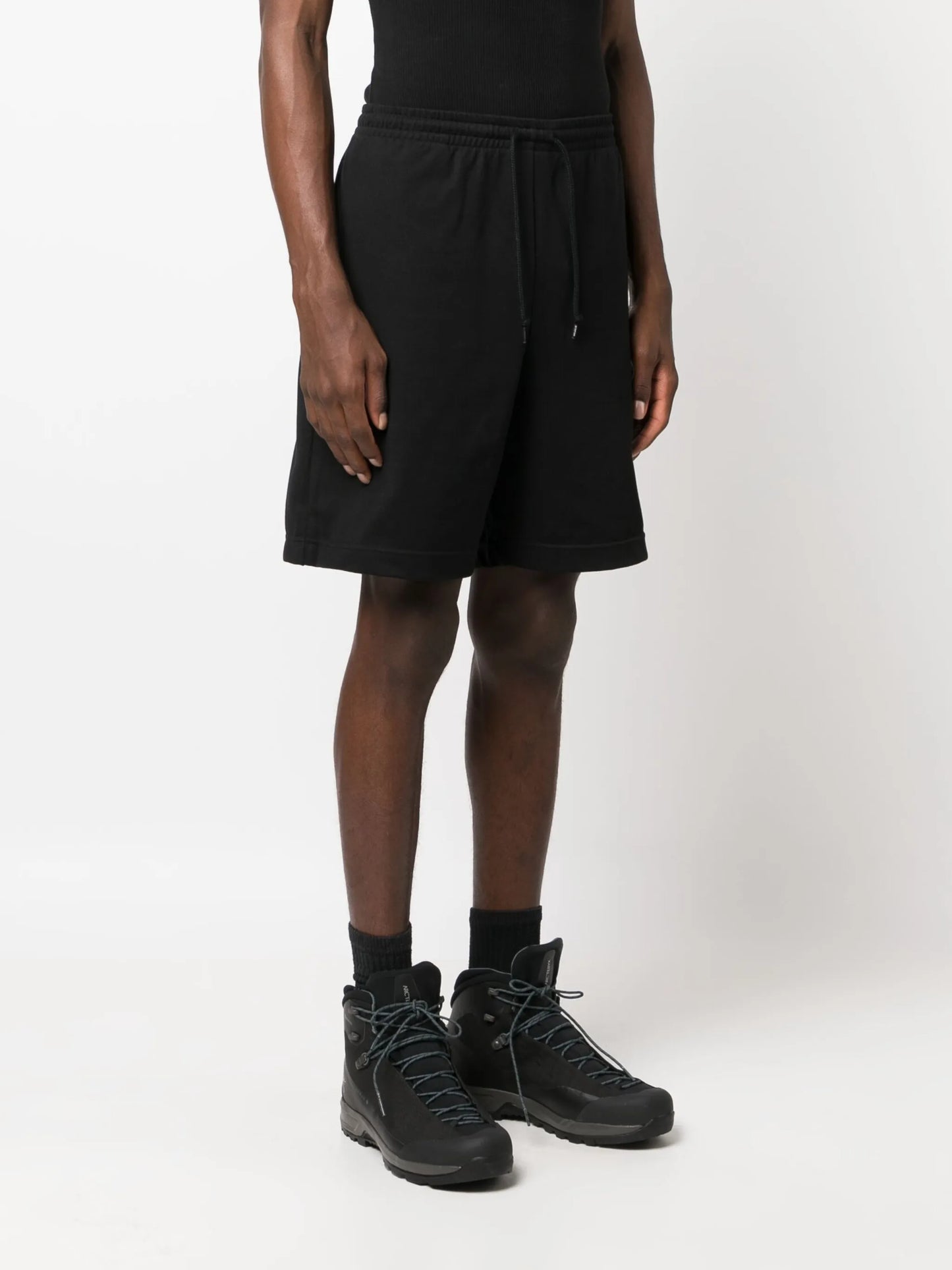 logo-embroidered cotton blend track shorts
