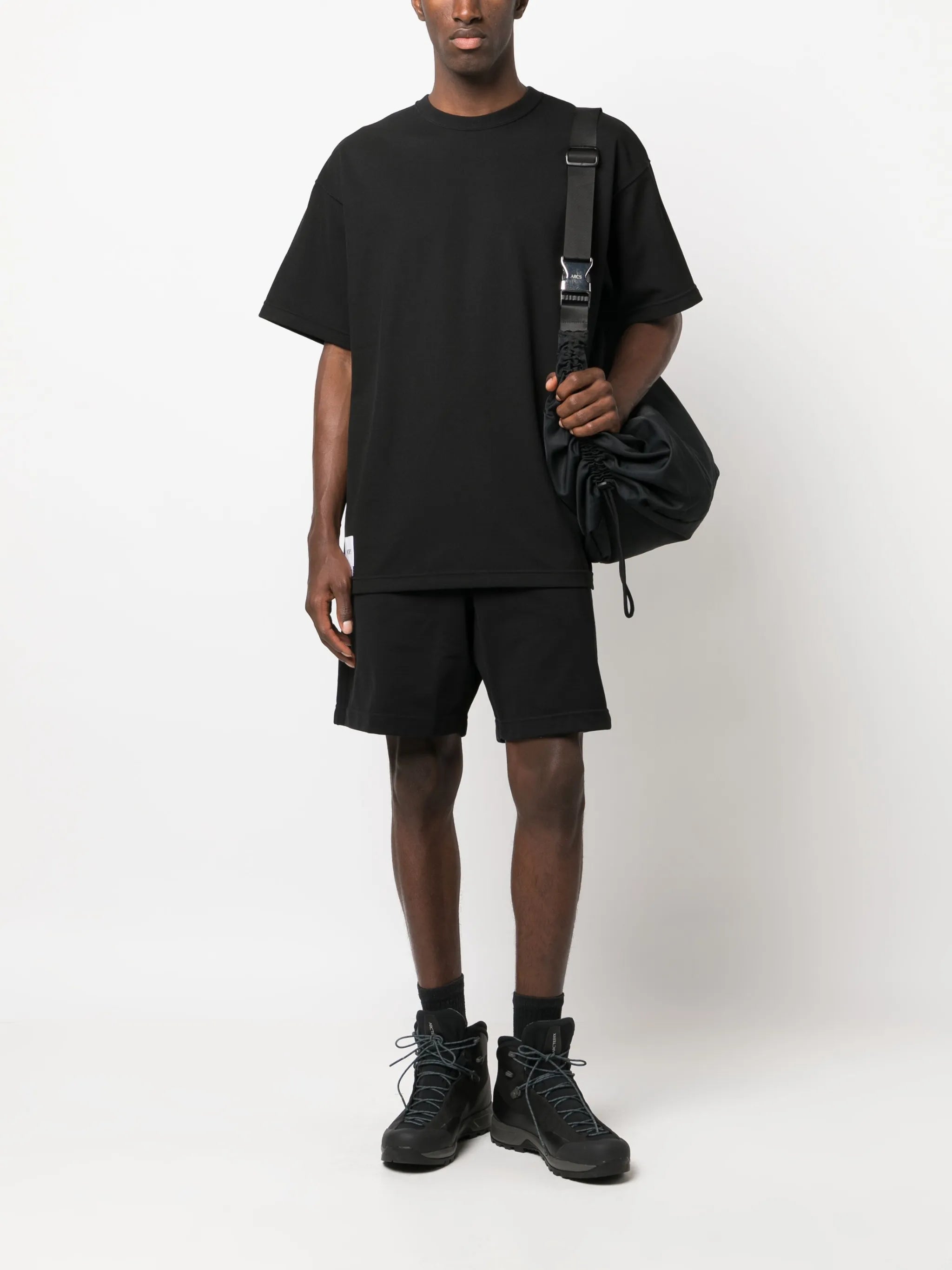 logo-embroidered cotton blend track shorts