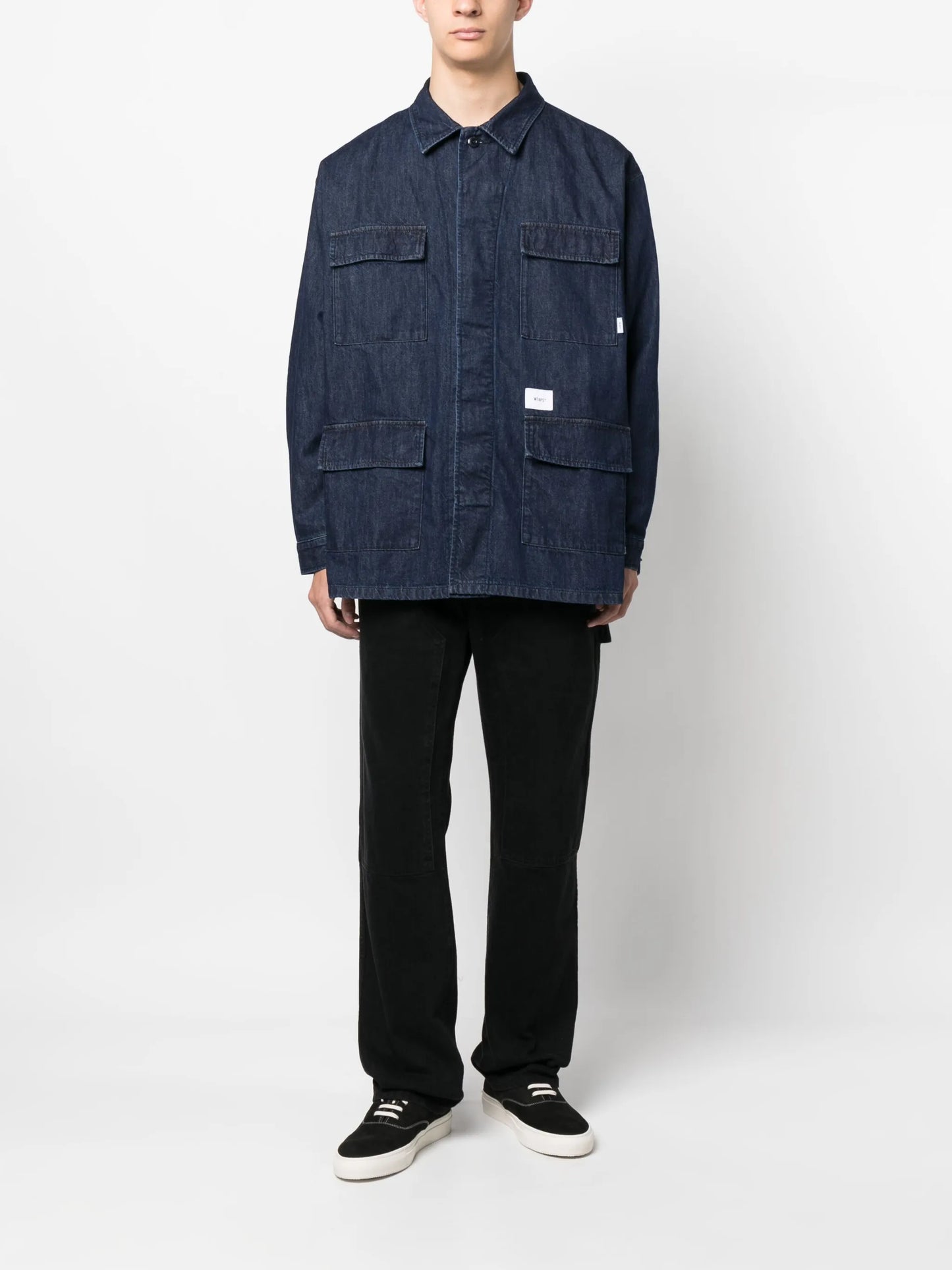 logo-patch denim shirt