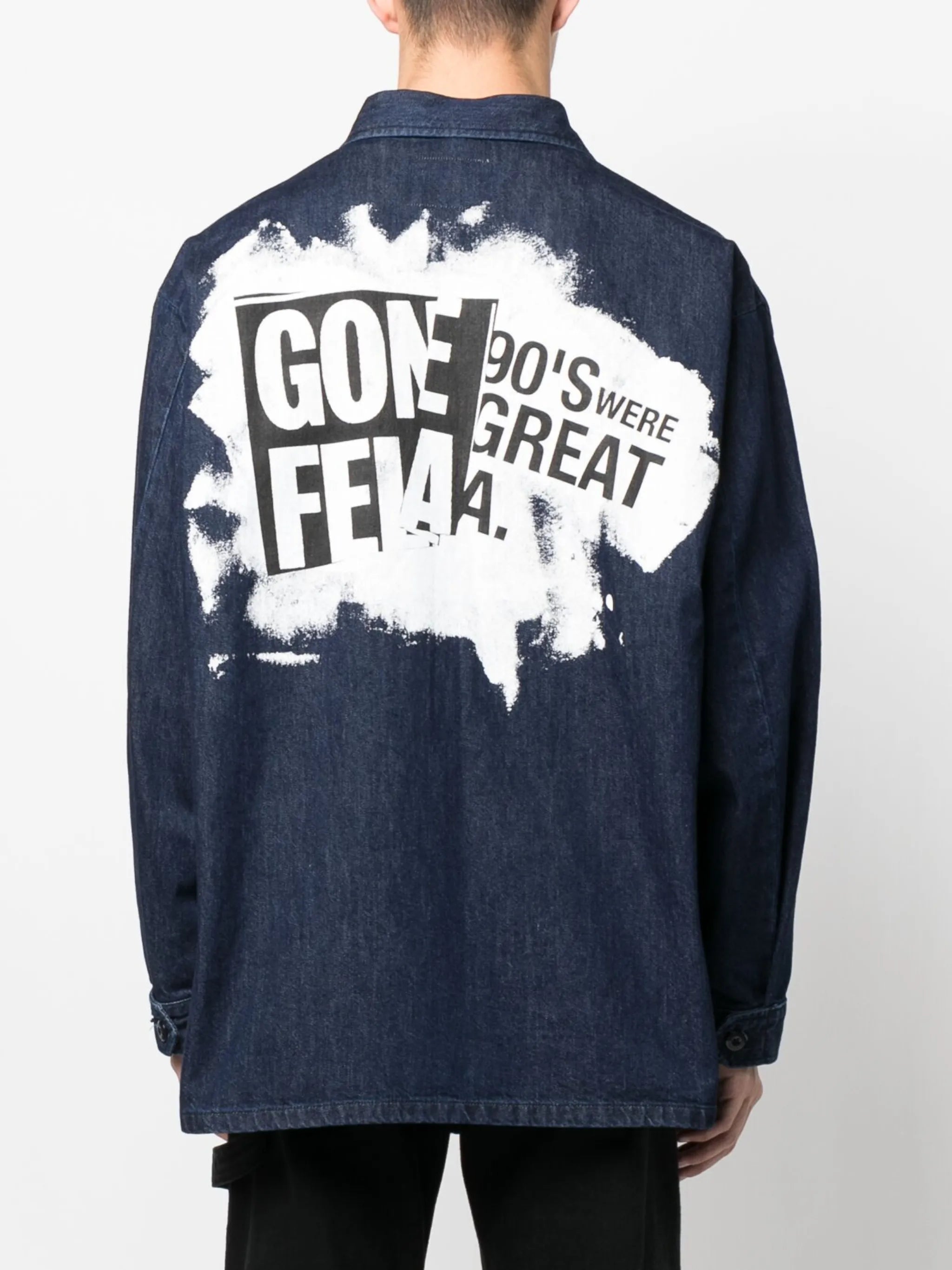logo-patch denim shirt