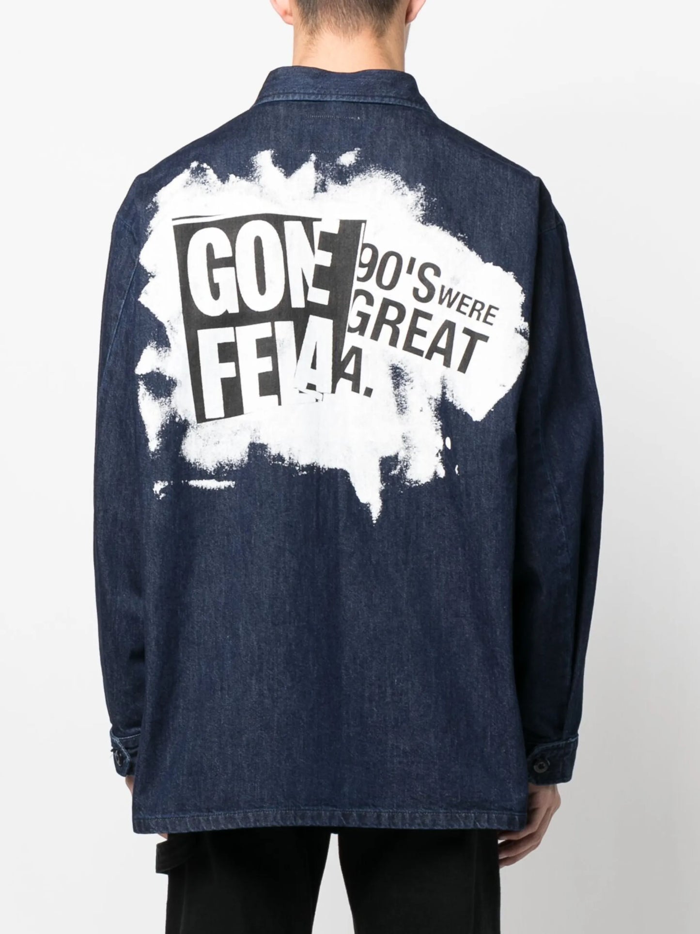 logo-patch denim shirt