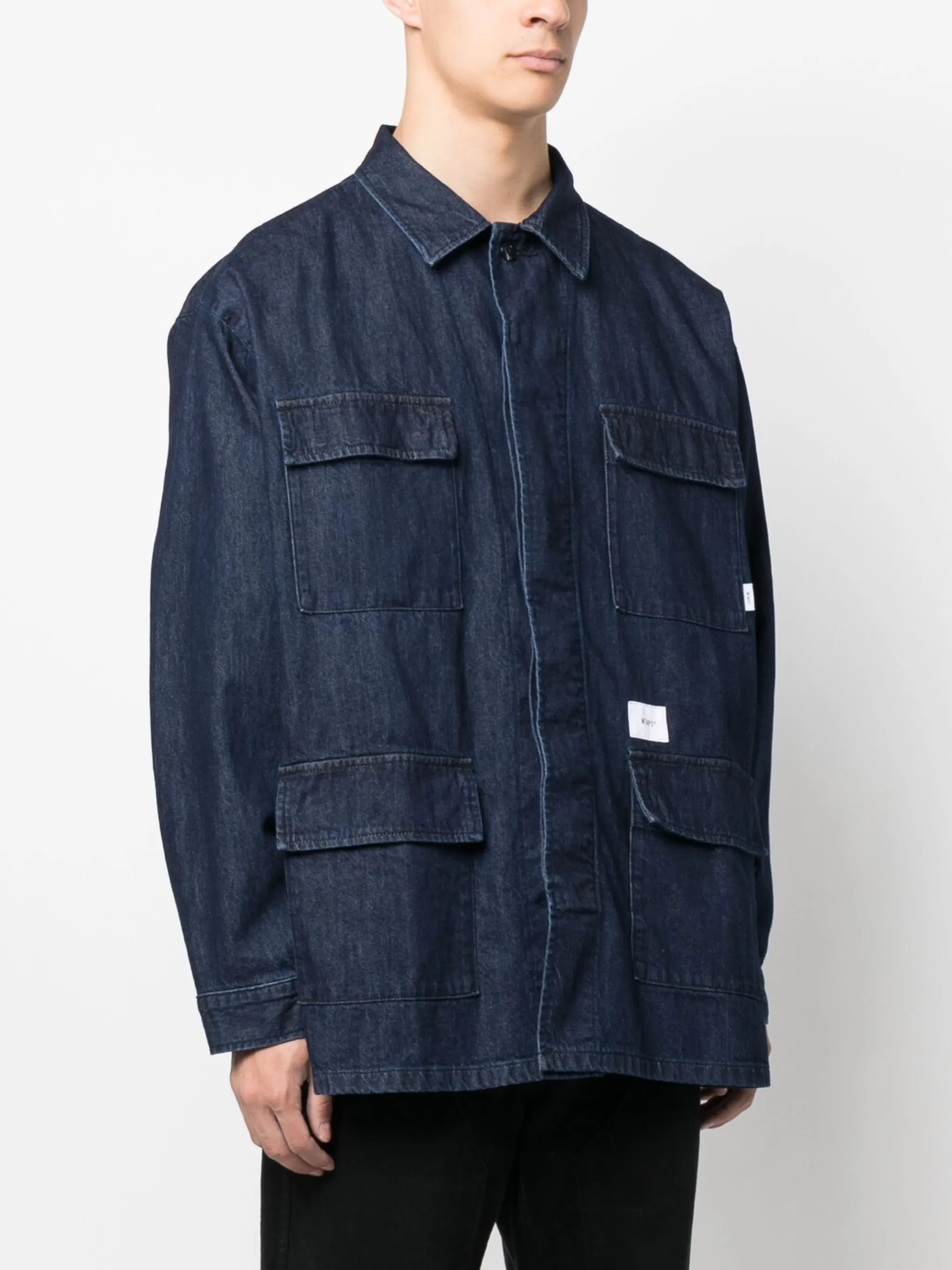 logo-patch denim shirt
