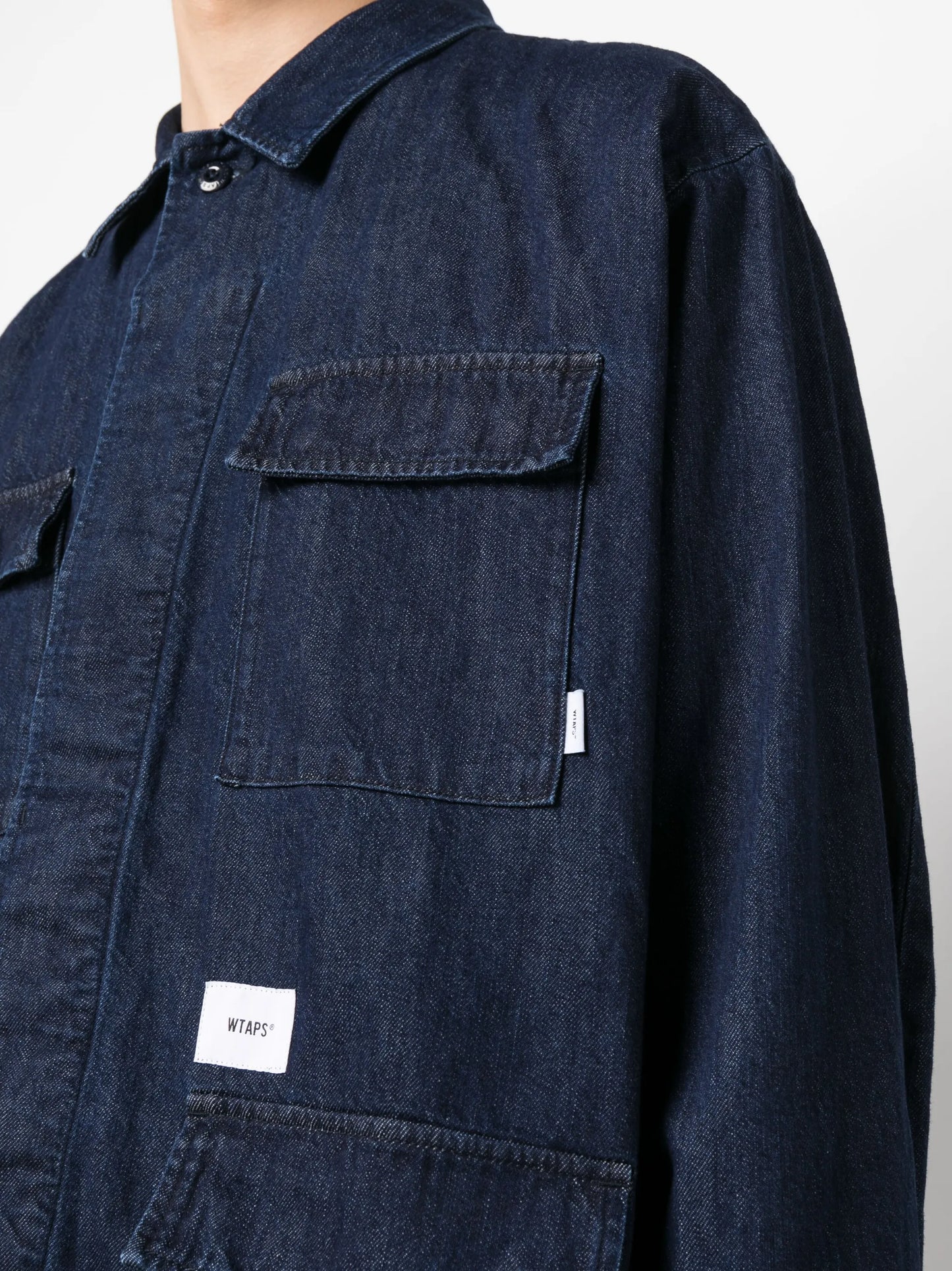 logo-patch denim shirt