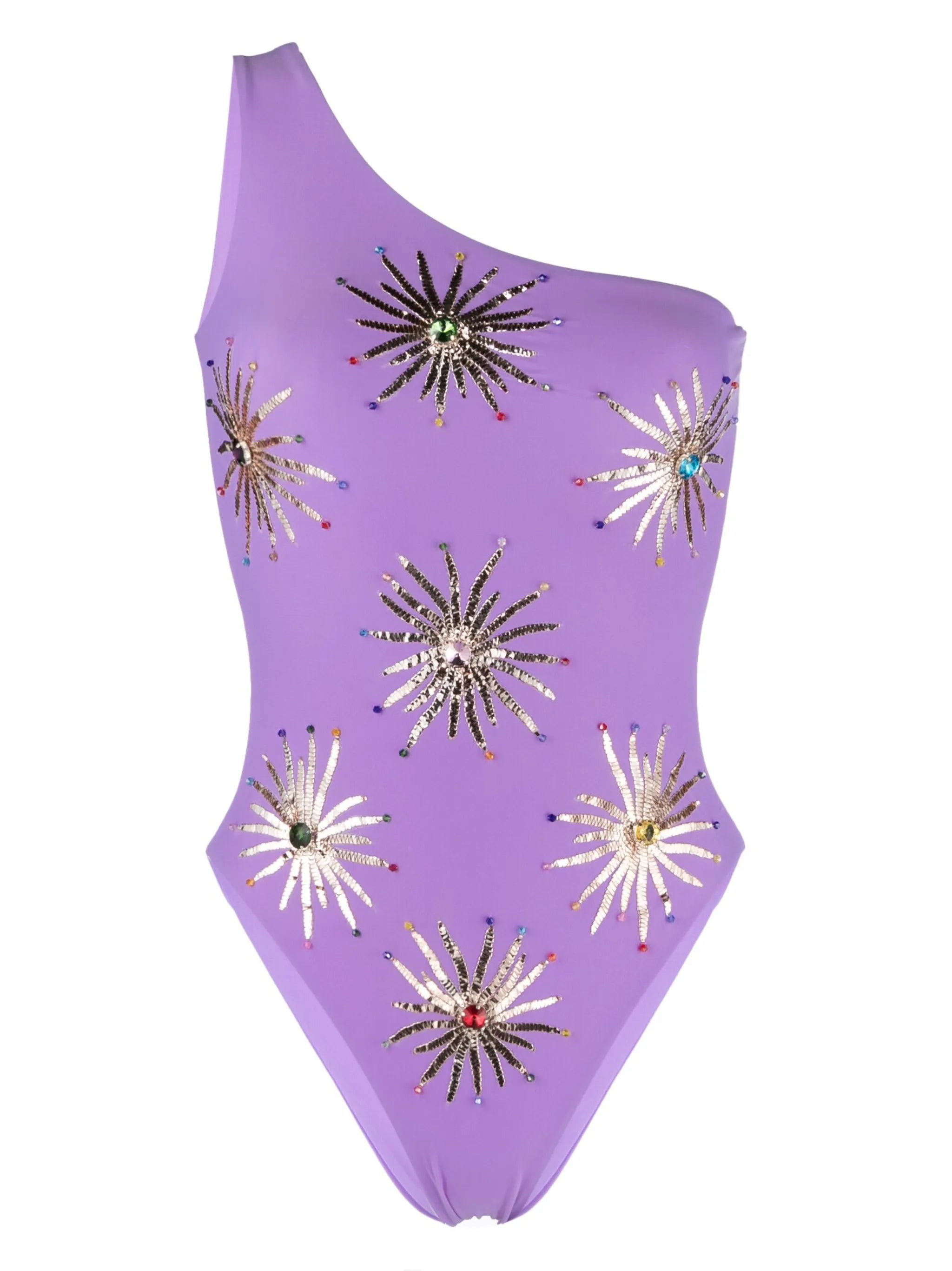 Iris embellished one-shoulder swimsuit