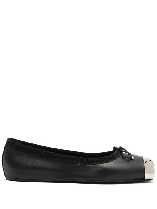 metal-toecap leather ballerina shoes