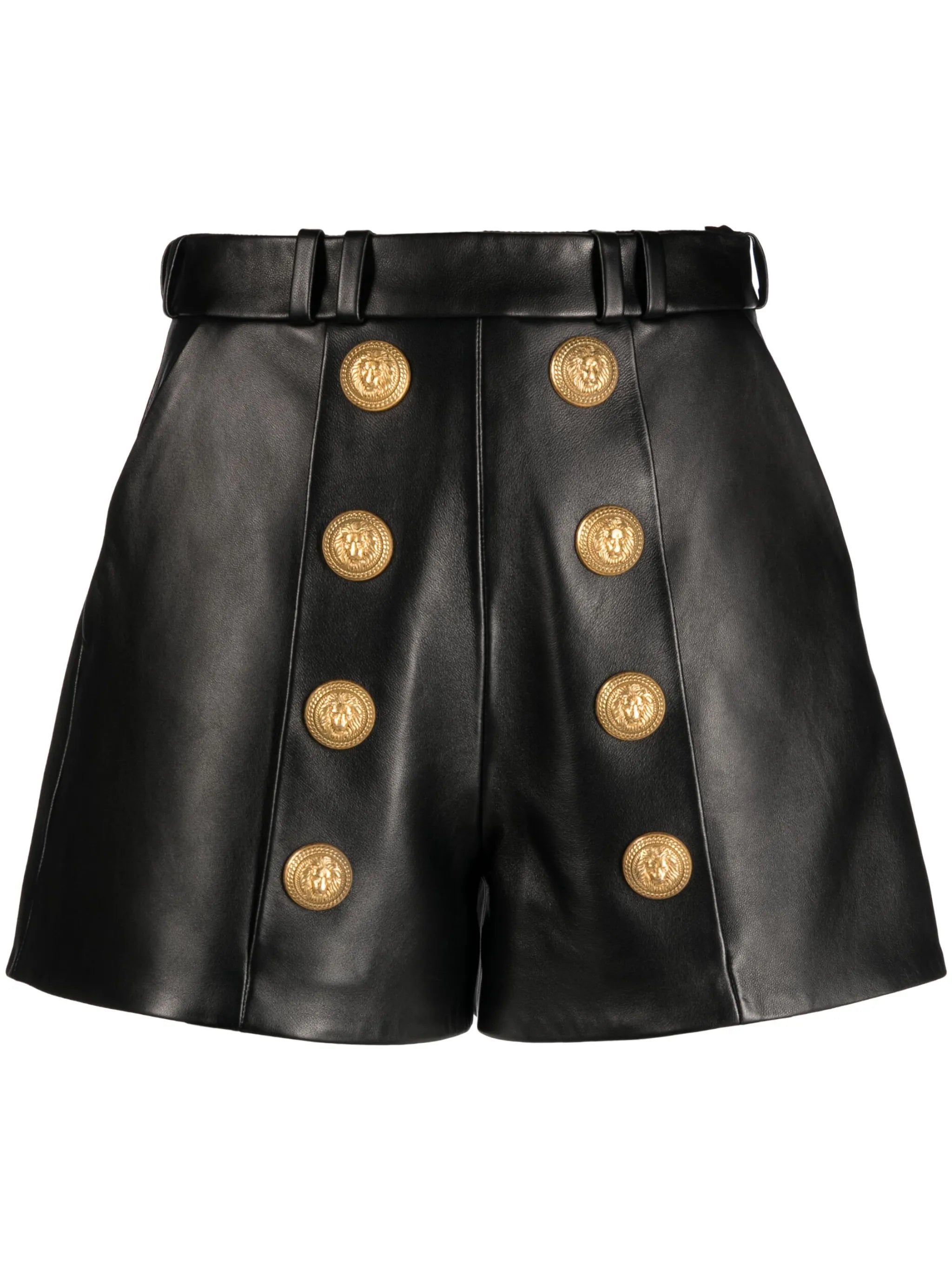 button-embellished leather shorts