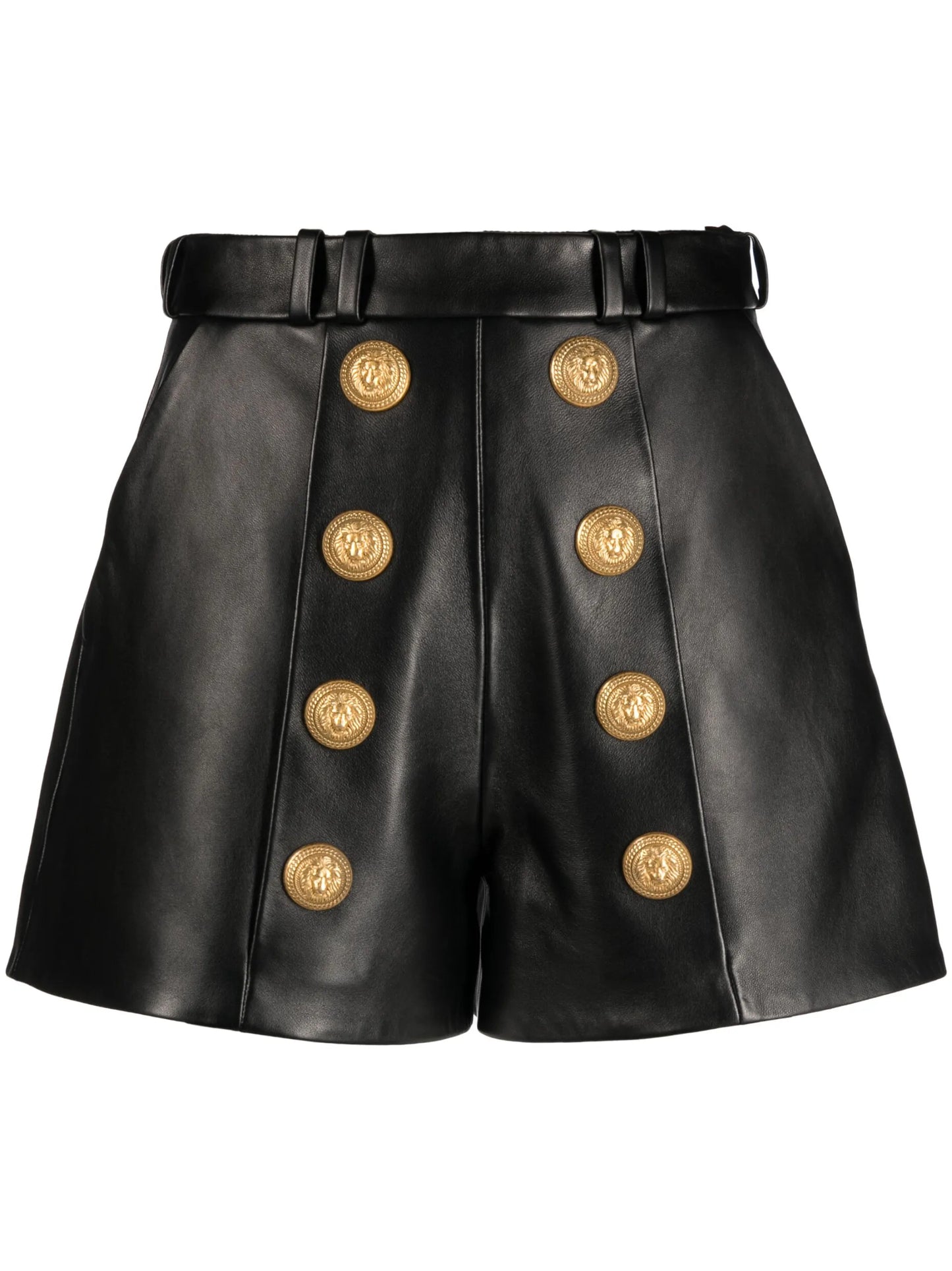button-embellished leather shorts
